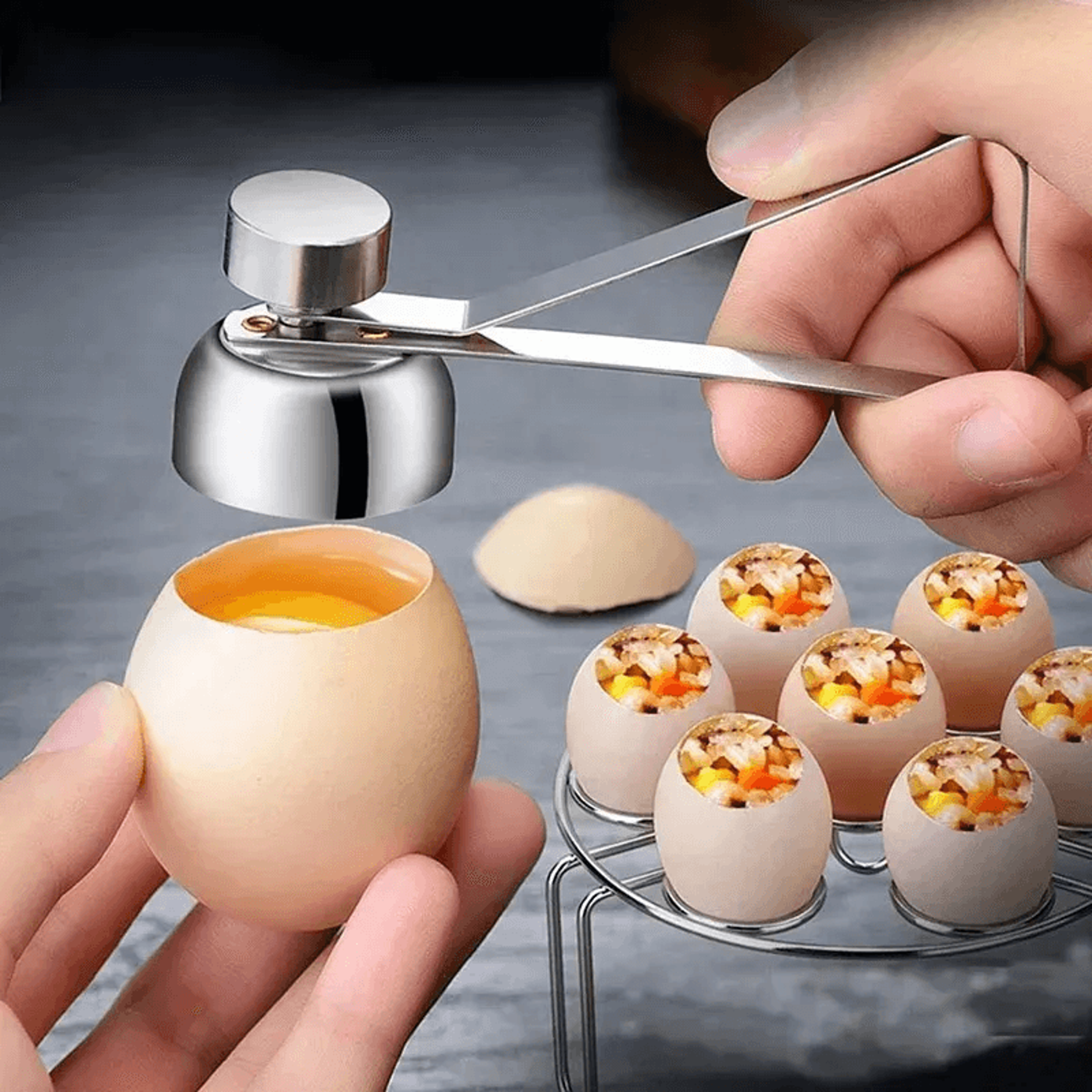 Stainless Steel Egg Topper Cutter Boiled Egg Shell Opener Kitchen Tool 4