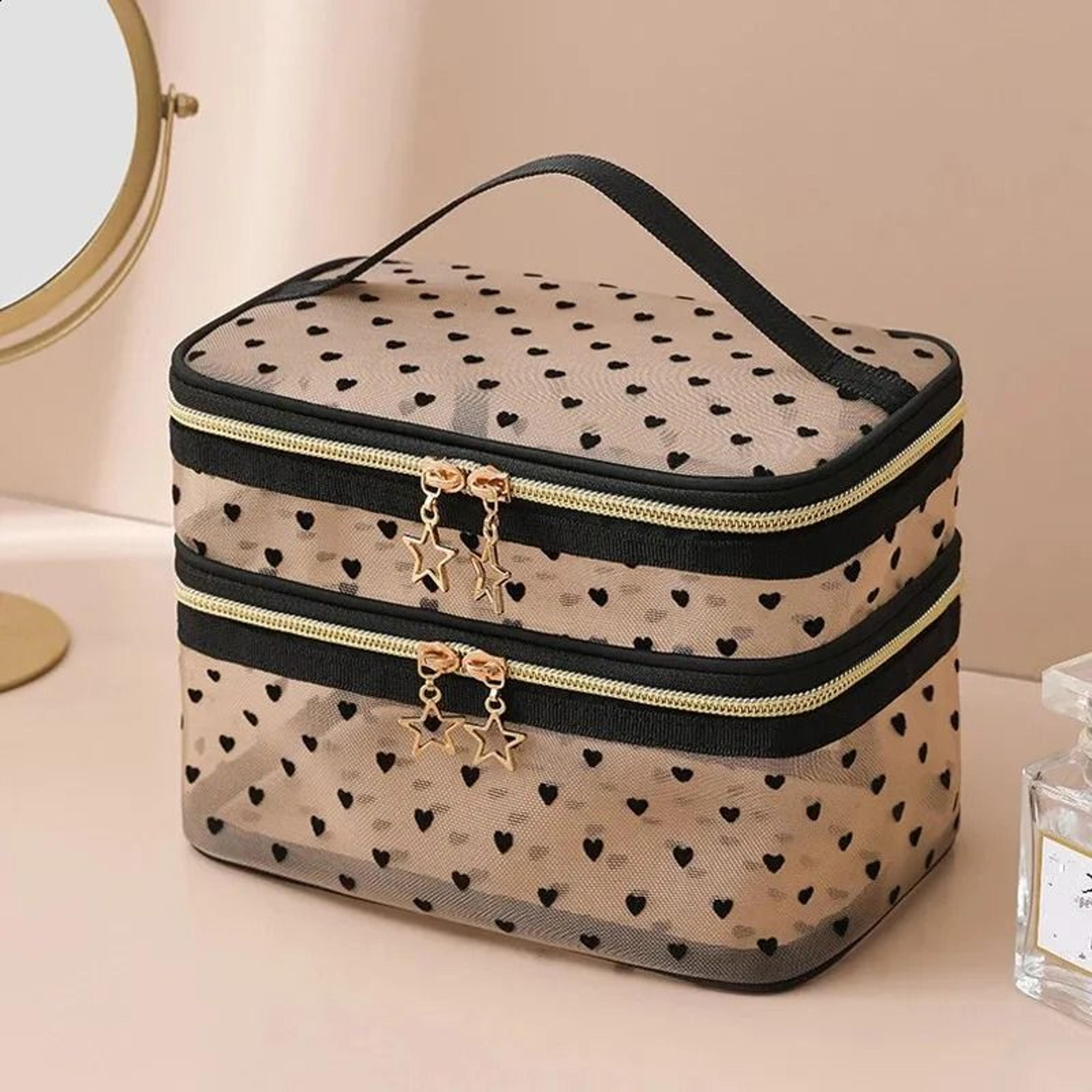 Large Double Layer Mesh Makeup Bag Travel Cosmetic Organizer 1