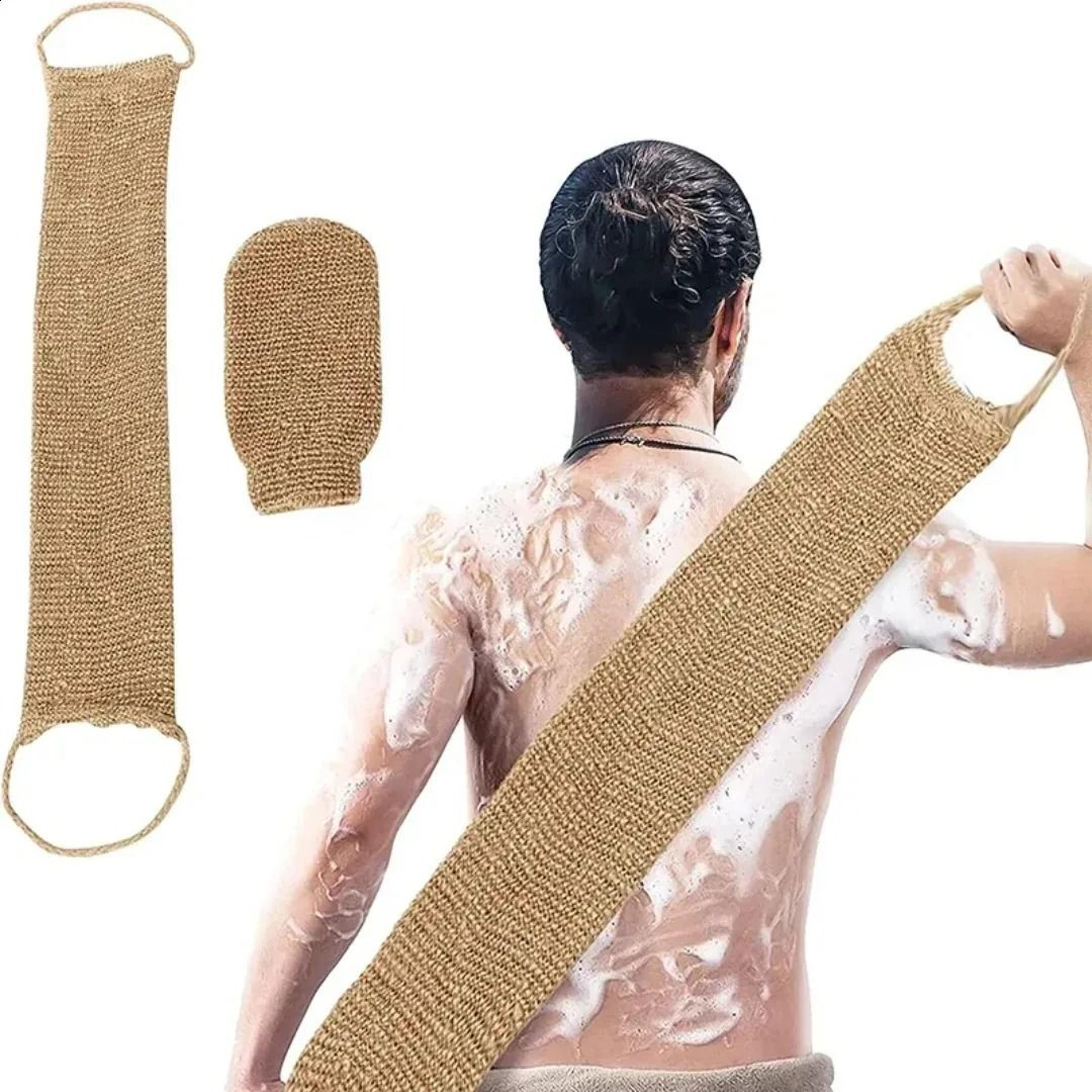 Hemp Back Scrubber Jute Loofah Strap And Exfoliating Glove Shower Kit 3