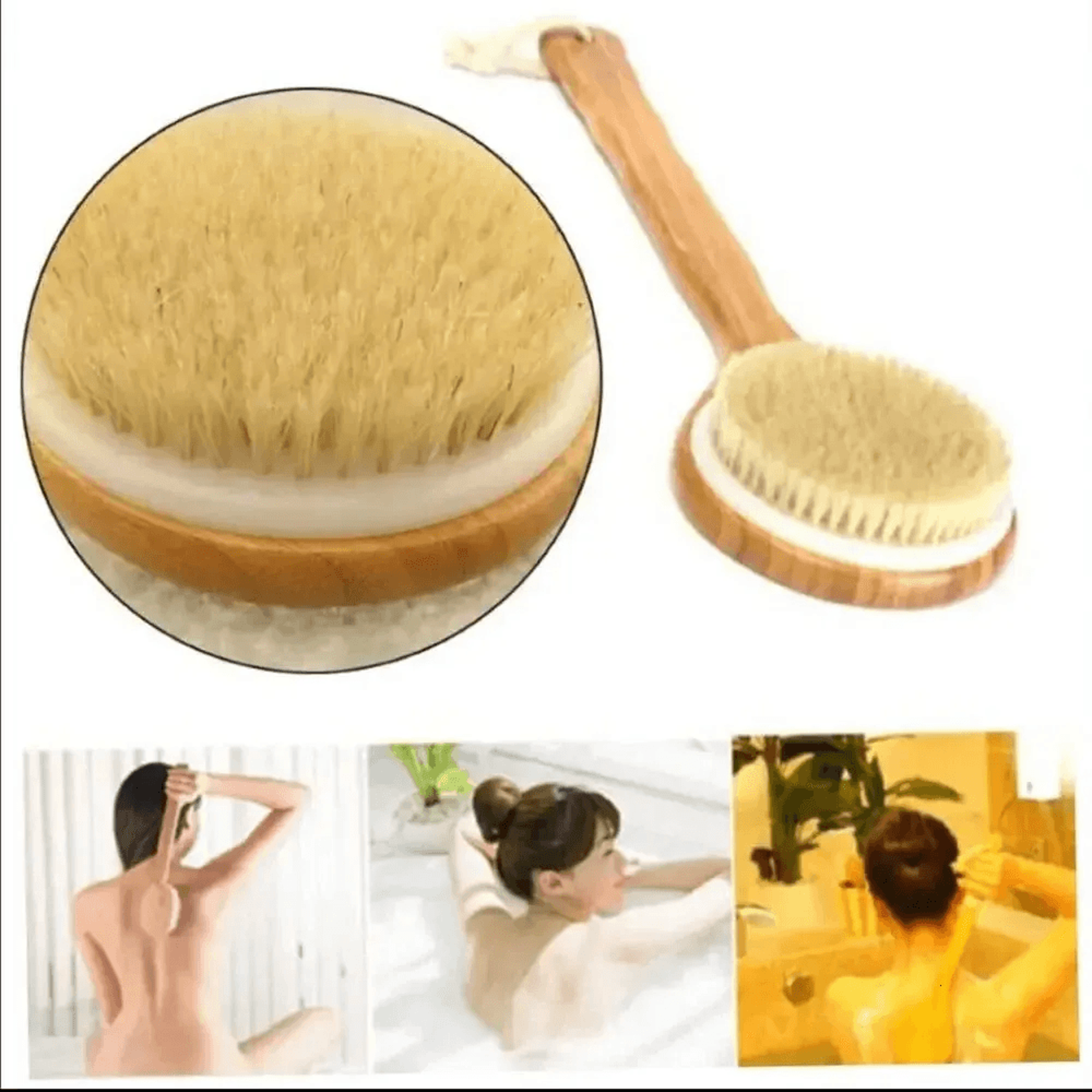 Long Handle Boar Bristle Body Brush For Dry Brushing And Back Exfoliation 1
