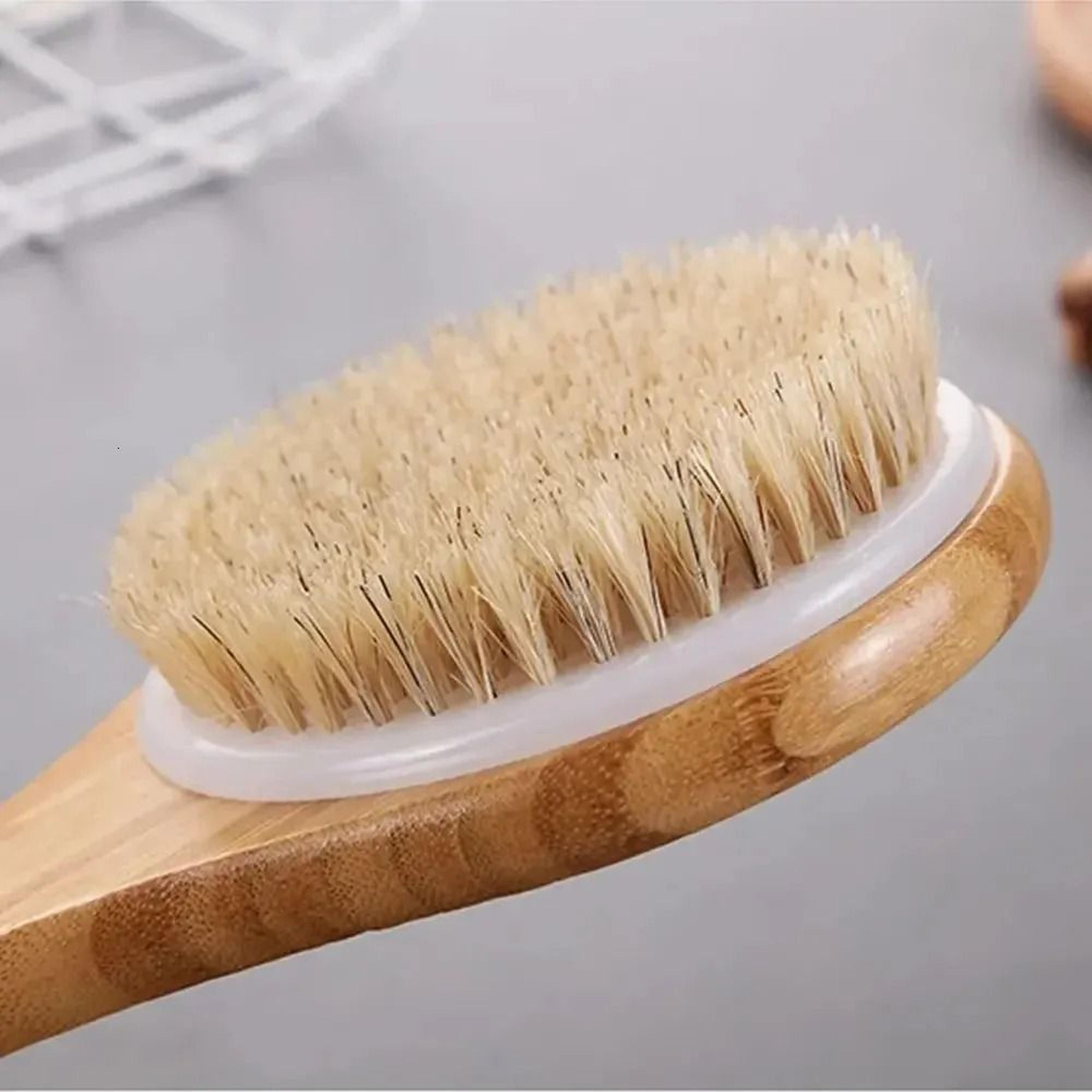 Long Handle Boar Bristle Body Brush For Dry Brushing And Back Exfoliation 3
