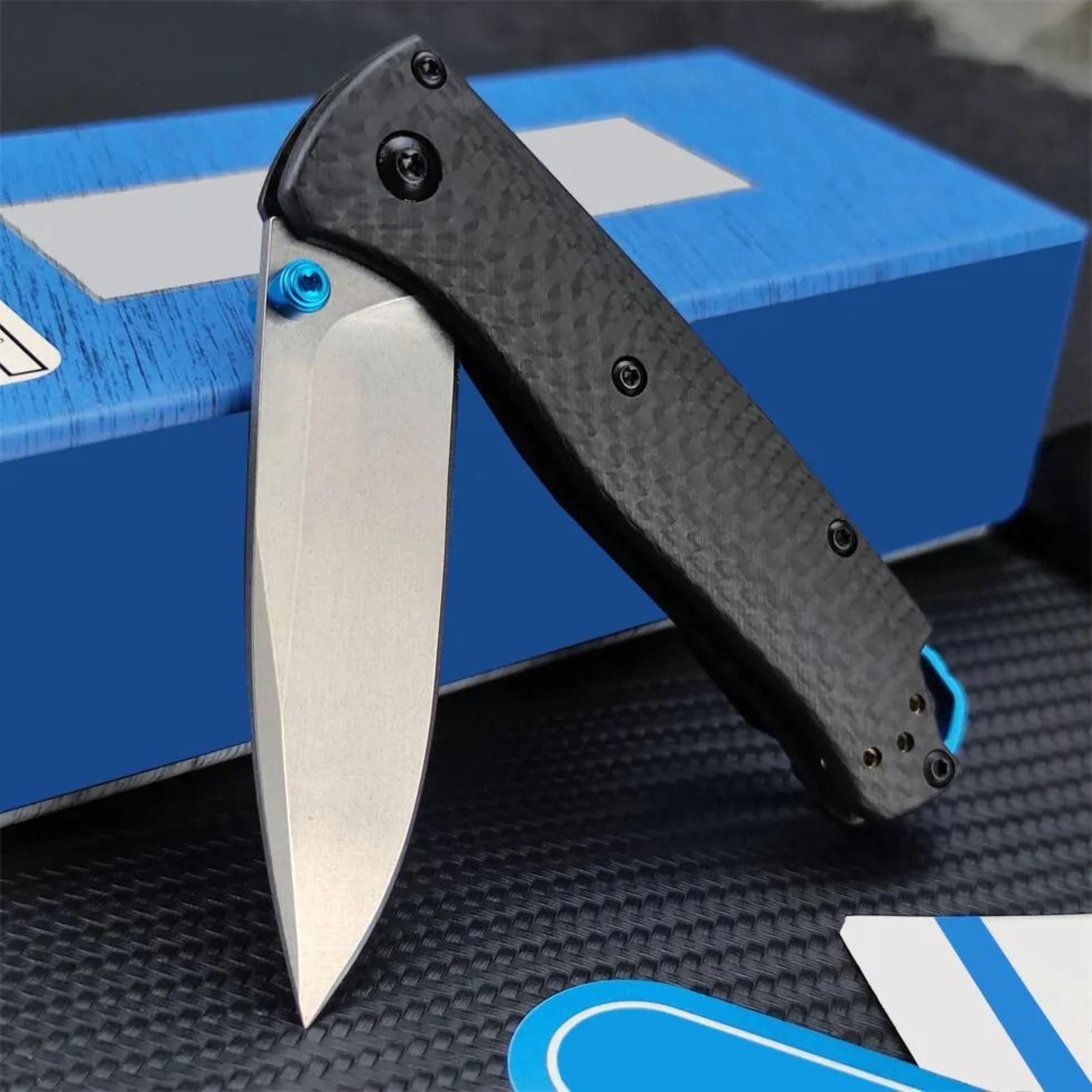 Mini Folding Pocket Knife With Carbon Fiber Handle Blade 2