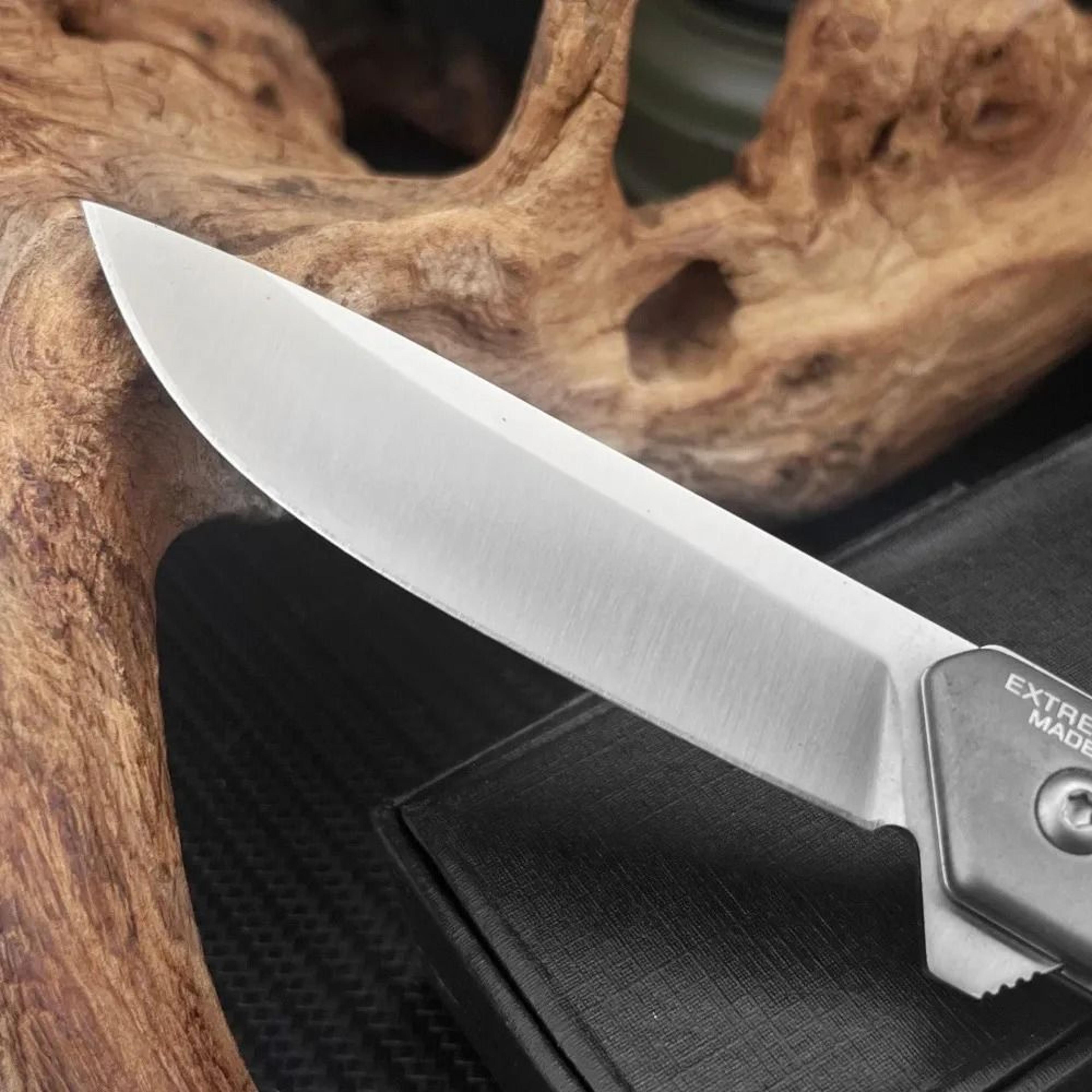 Folding Knife With Satin Blade CNC Aluminum Handle For EDC And Camping 3
