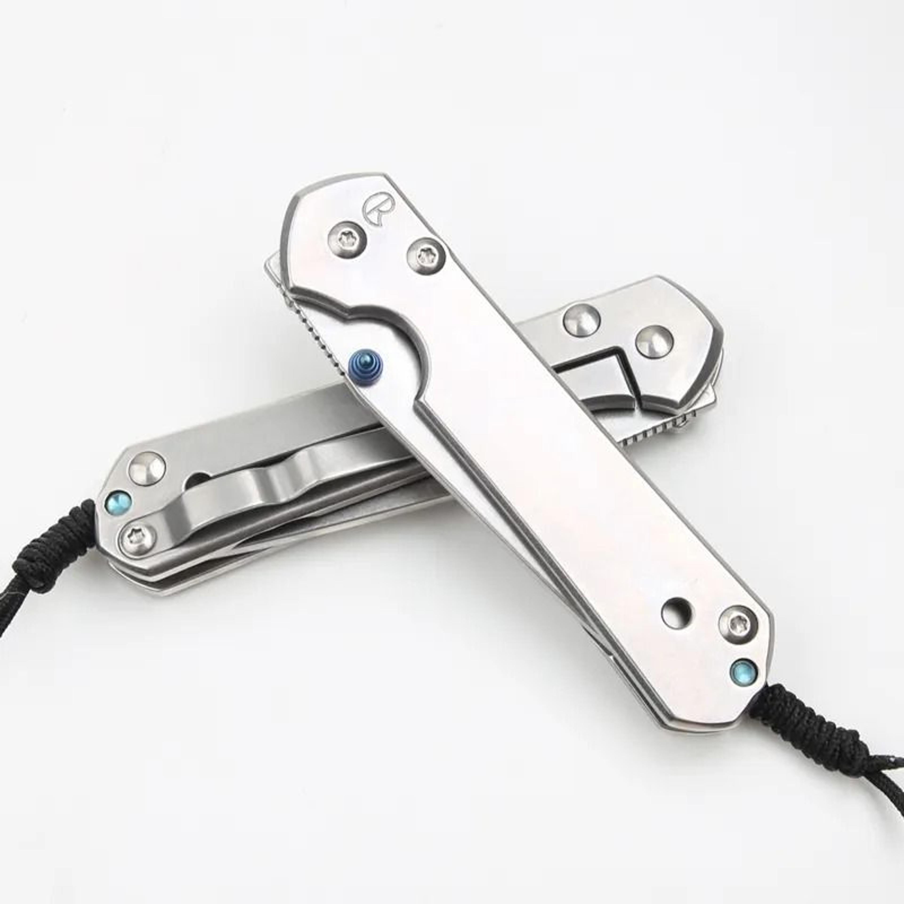 Compact Tanto Folding EDC Pocket Knife With Stonewashed Blade And Steel Handle 1