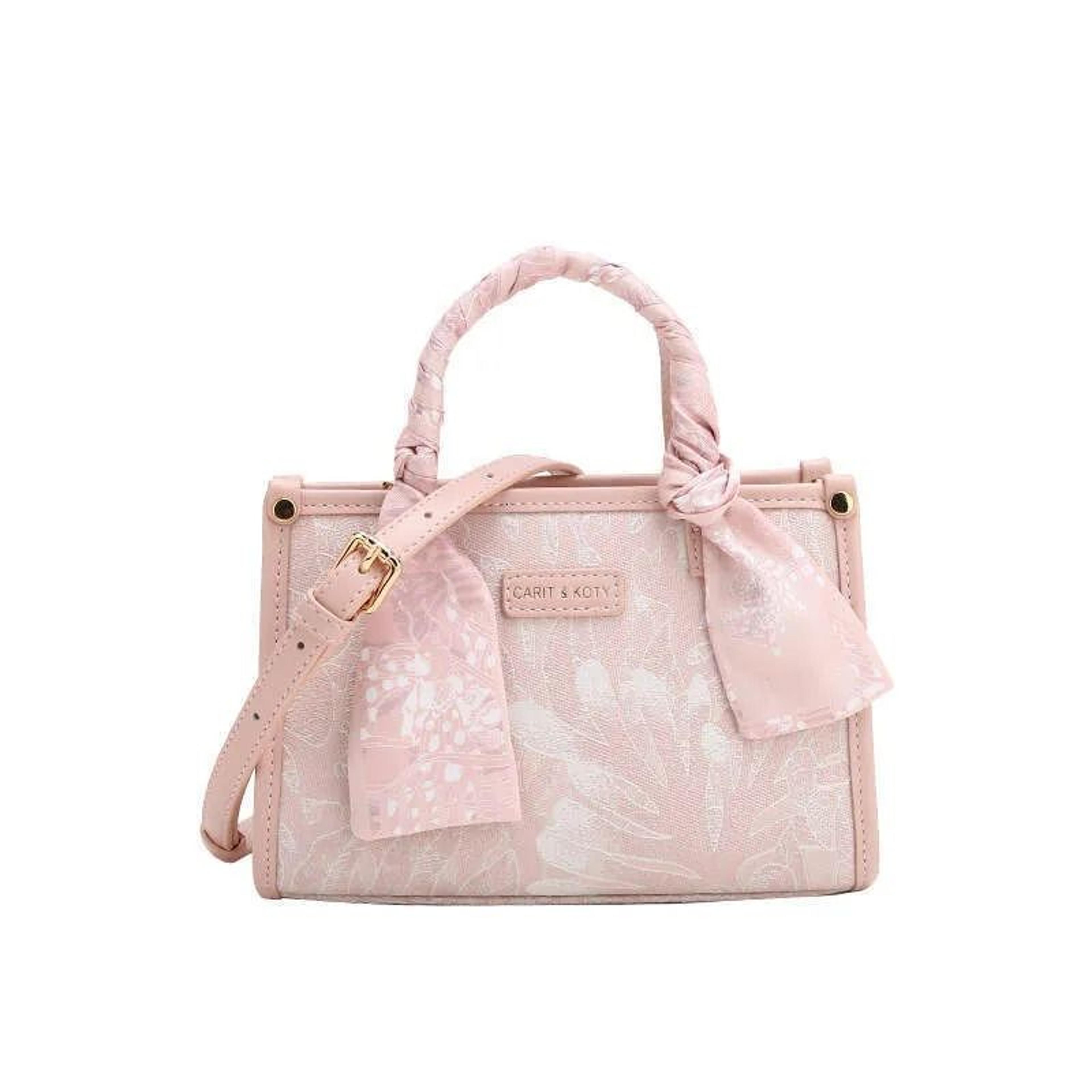 Half Moon PU Tote Bag With Lace Pattern Sequin Details And Cell Phone Pocket 0
