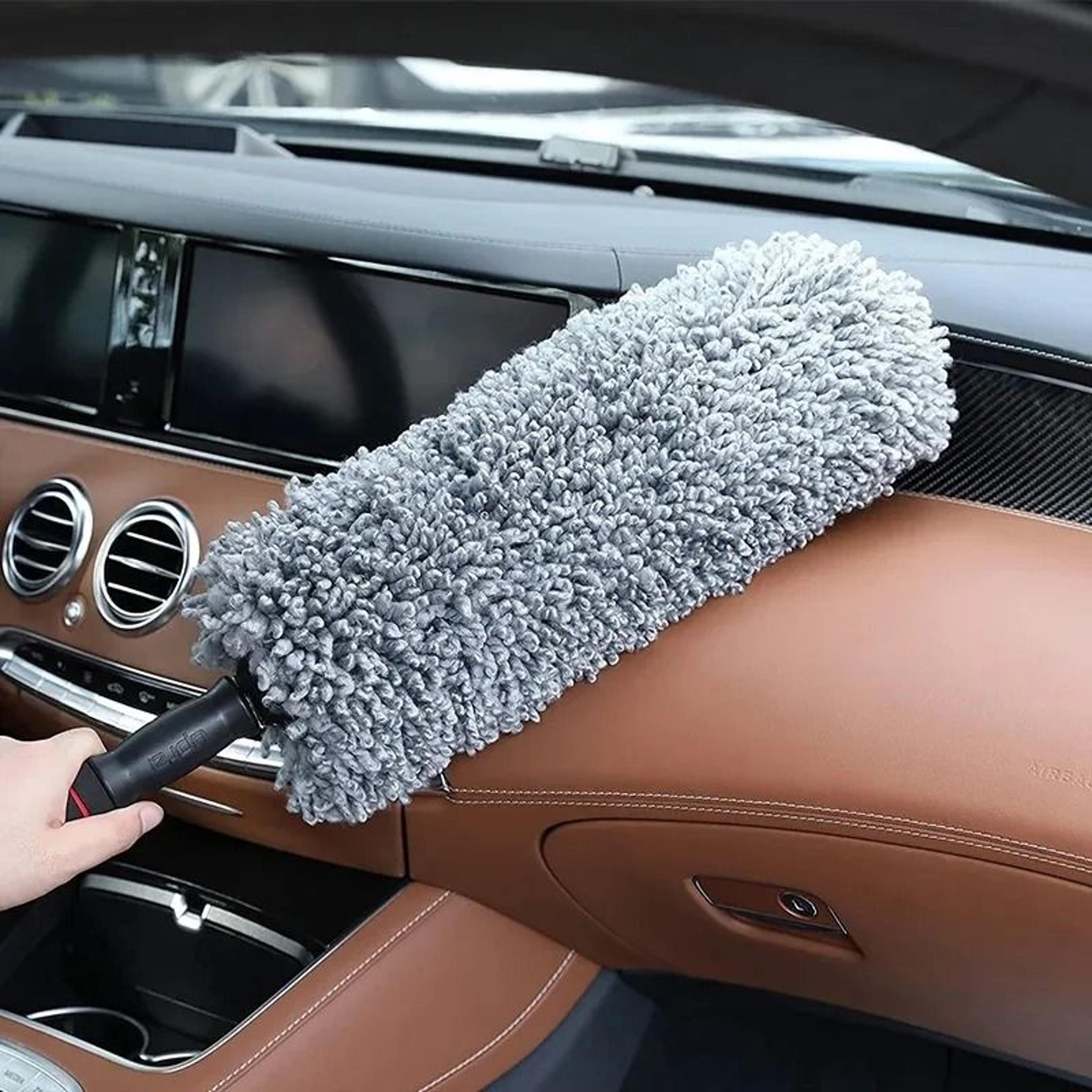Microfiber Car Cleaning Brush With Long Handle For Wax Application And Detailing 1