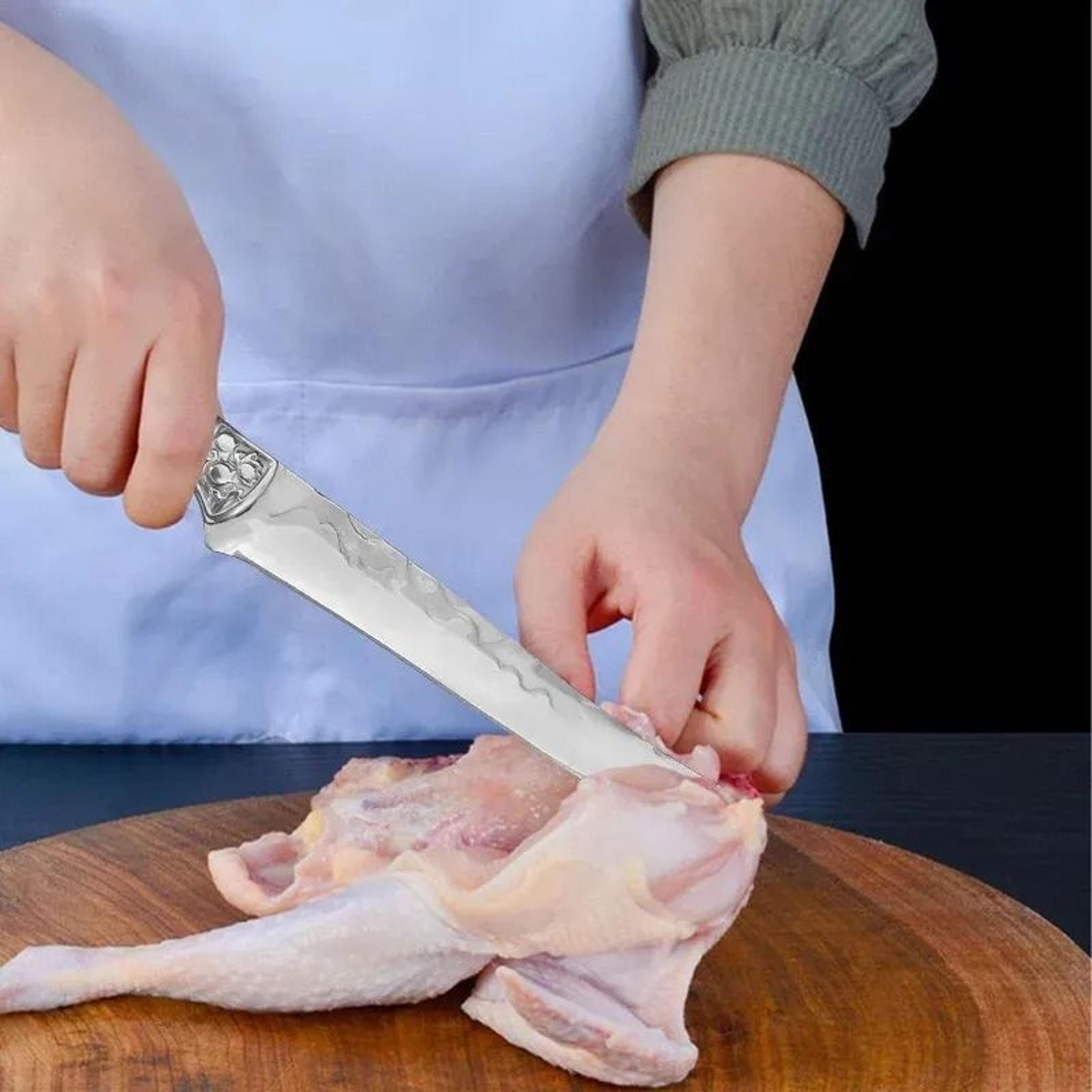 Hand Forged Boning Knife With Resin Handle And Protective Scabbard 1