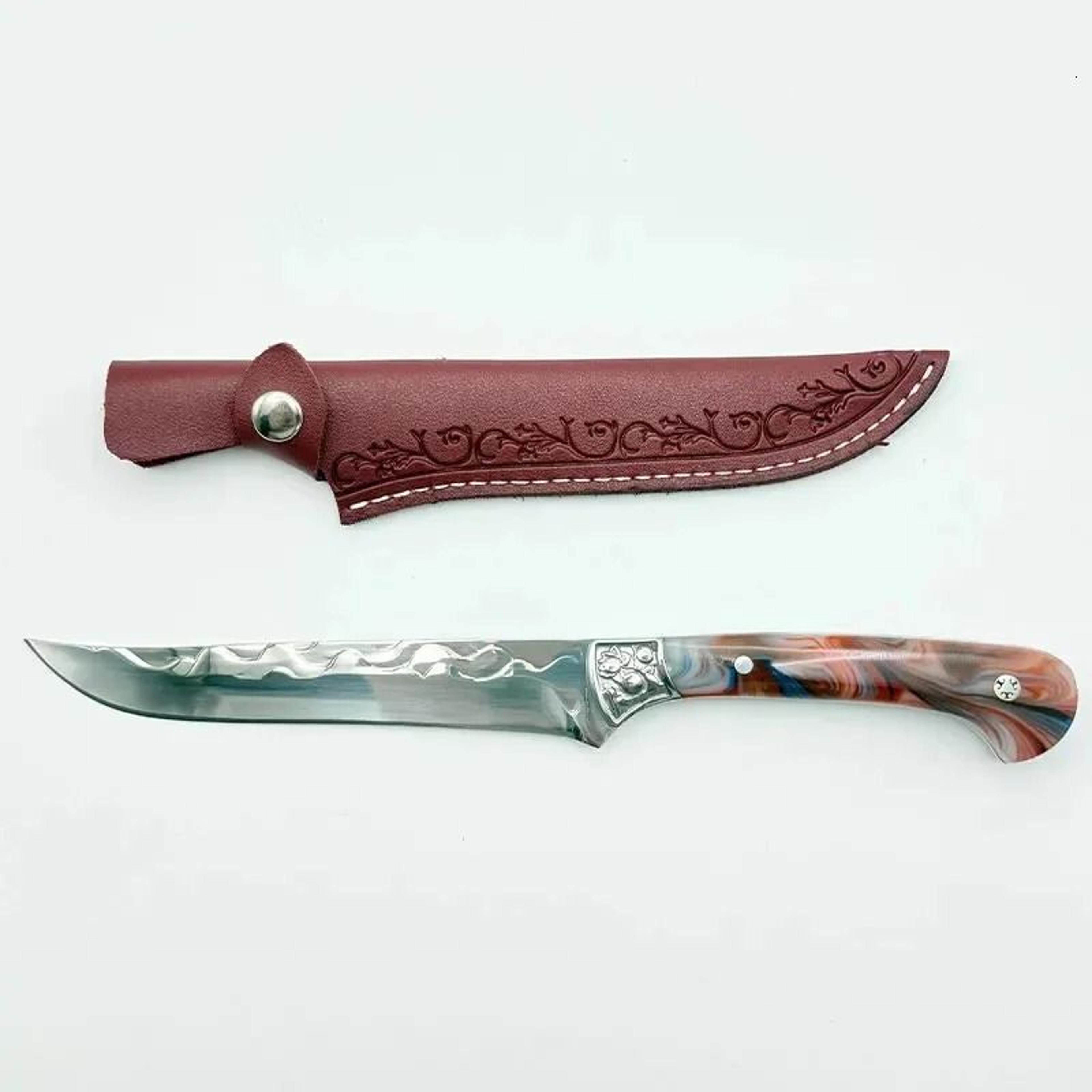 Hand Forged Boning Knife With Resin Handle And Protective Scabbard 3