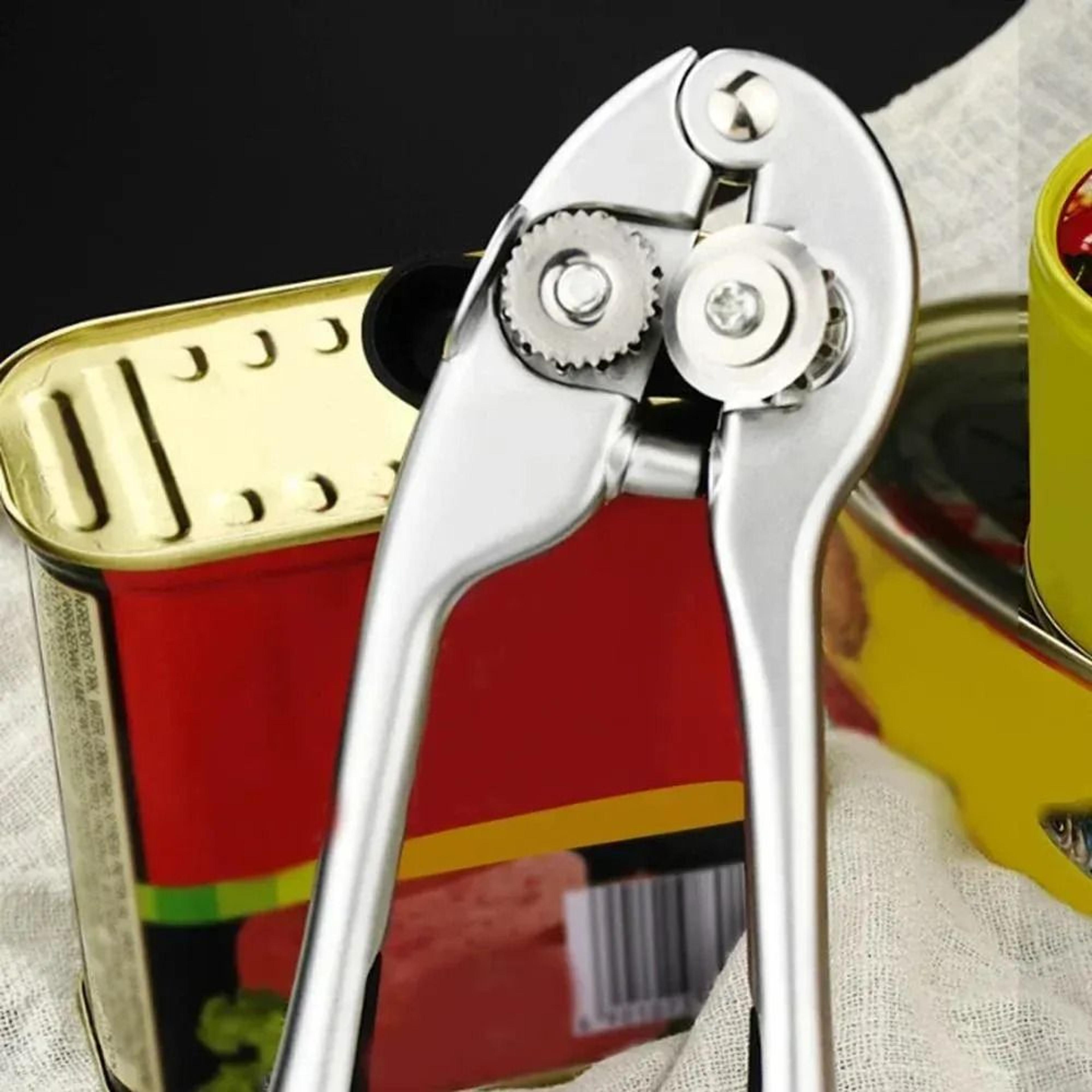 Stainless Steel Manual Can Opener With MultiFunction Bottle Opening Grip 0