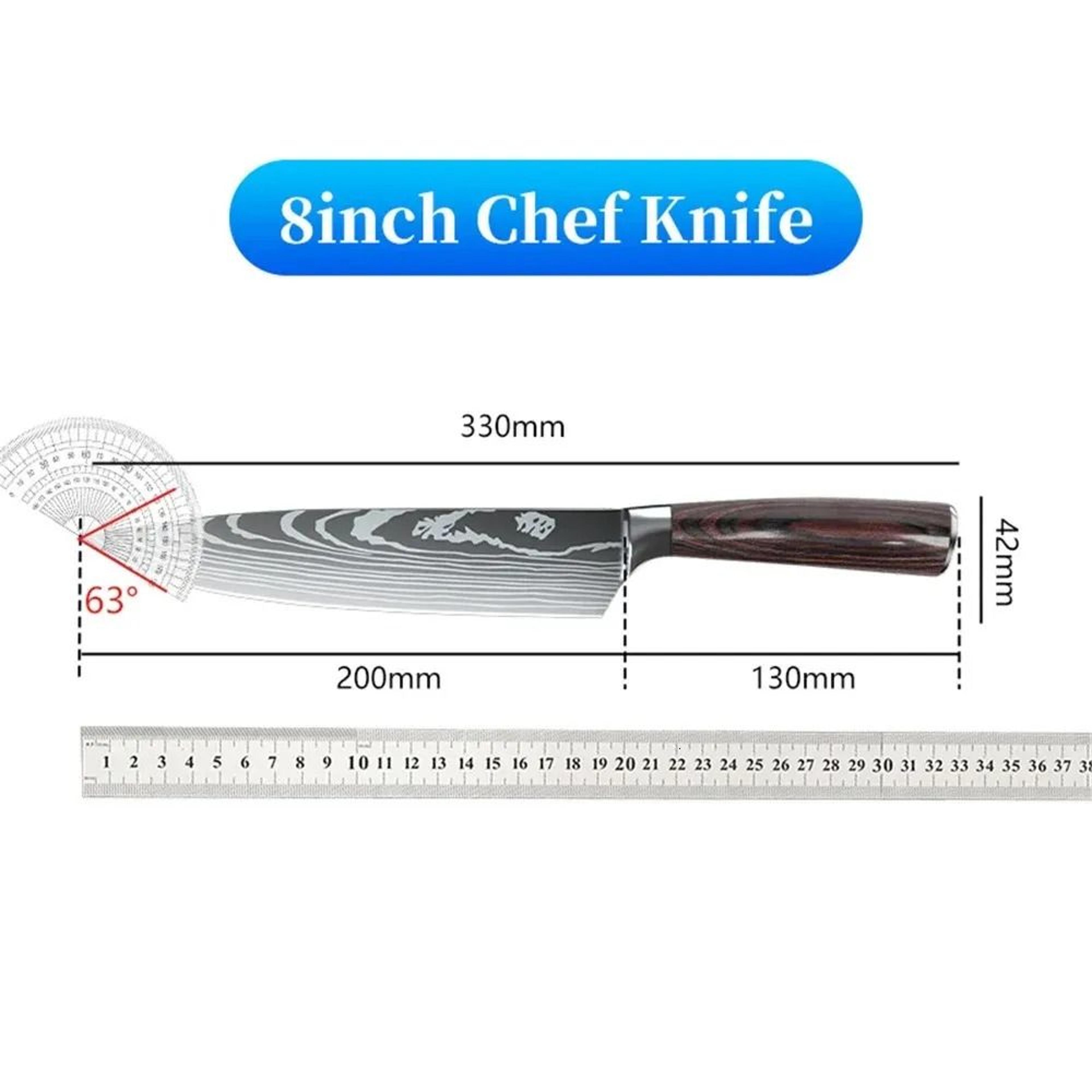 Professional Stainless Steel Kitchen Knife Set With Meat Cleaver And Utility Knife 5