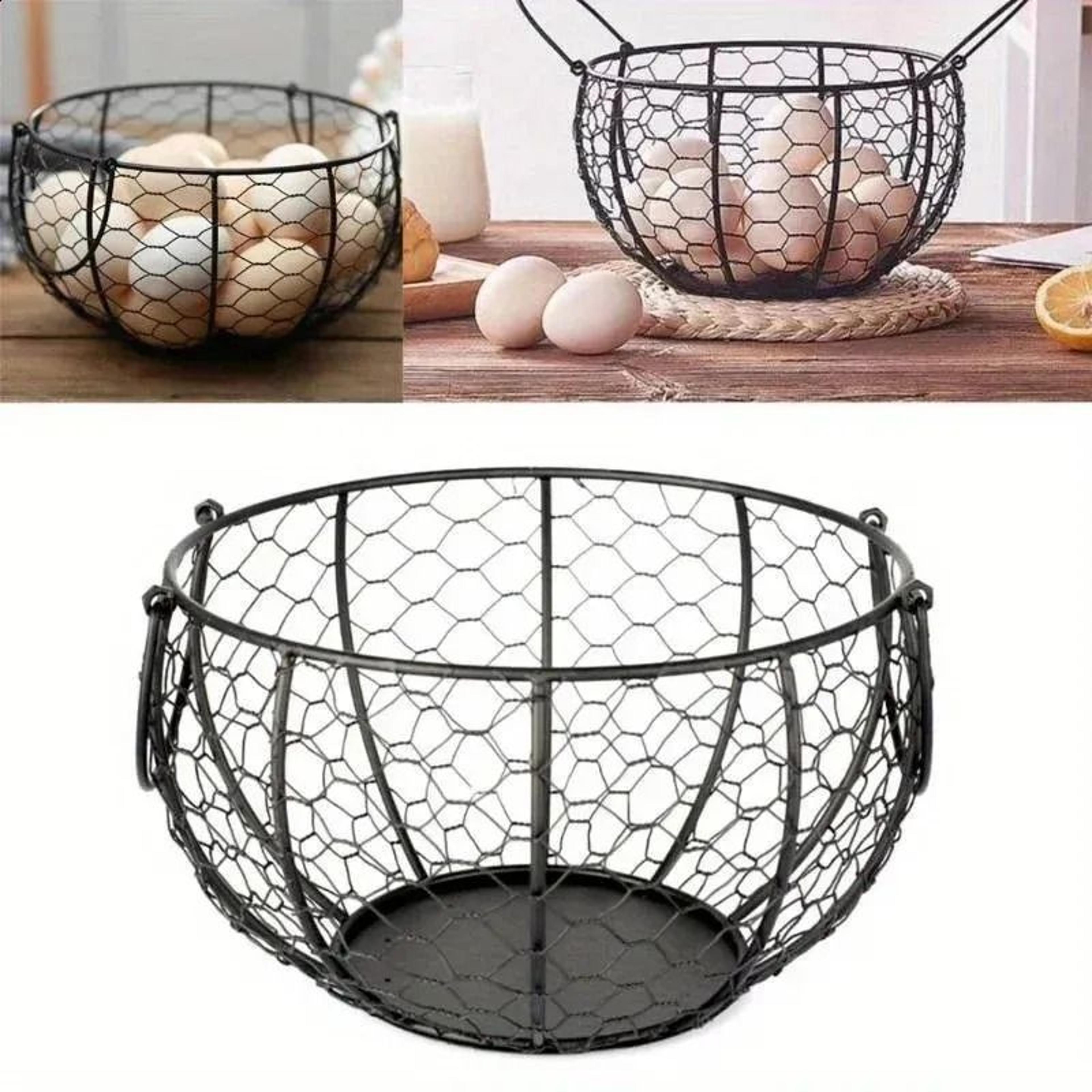 Metal Wire Egg Basket With Chicken Wire Cover Durable Kitchen Egg Storage Organizer 1