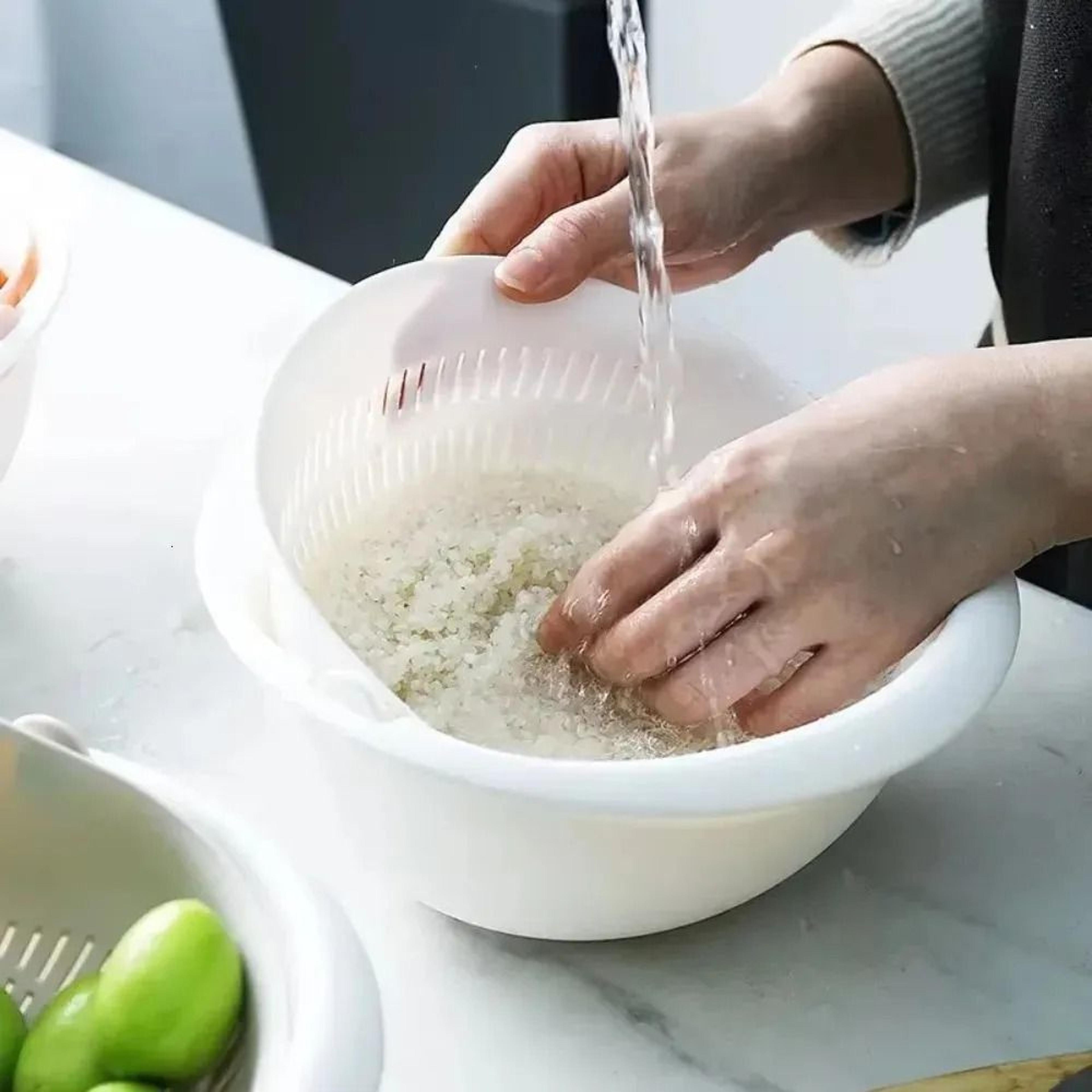 Rotating Double Layer Fruit And Vegetable Drainer With Removable Washing Bowl 4