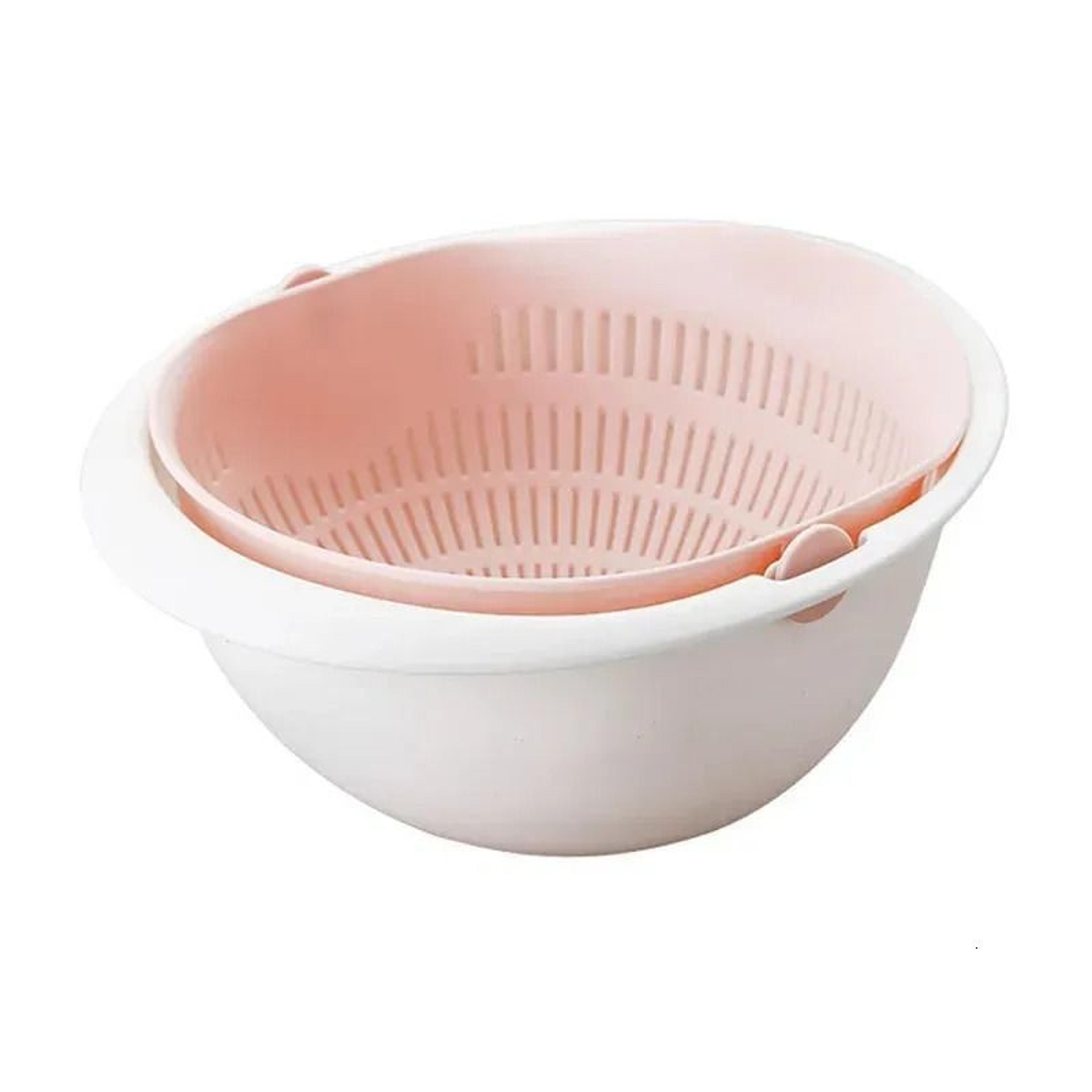 Rotating Double Layer Fruit And Vegetable Drainer With Removable Washing Bowl 0