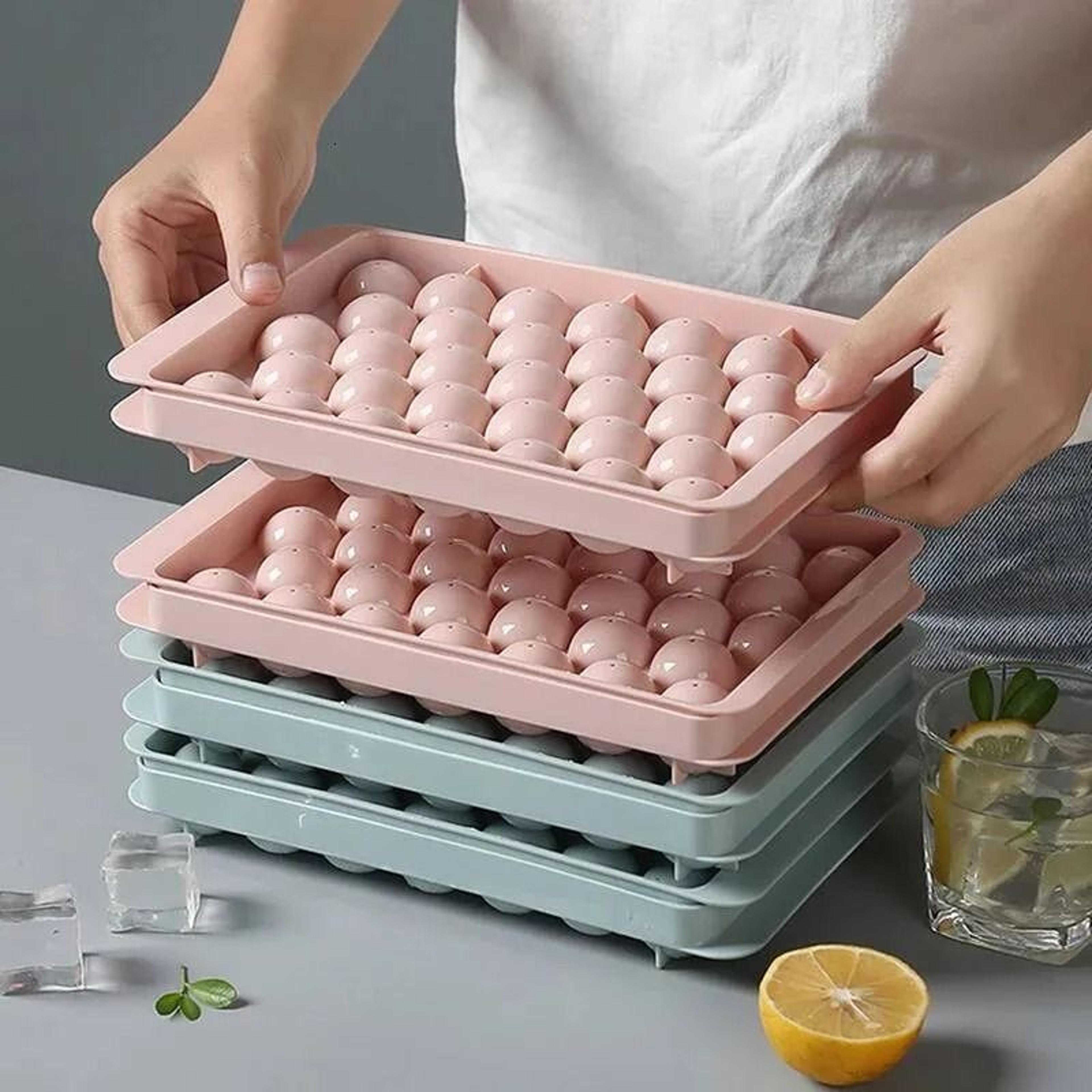 Round Ice Ball Maker Tray With Lid PP Spherical Ice Mold For Drinks 2