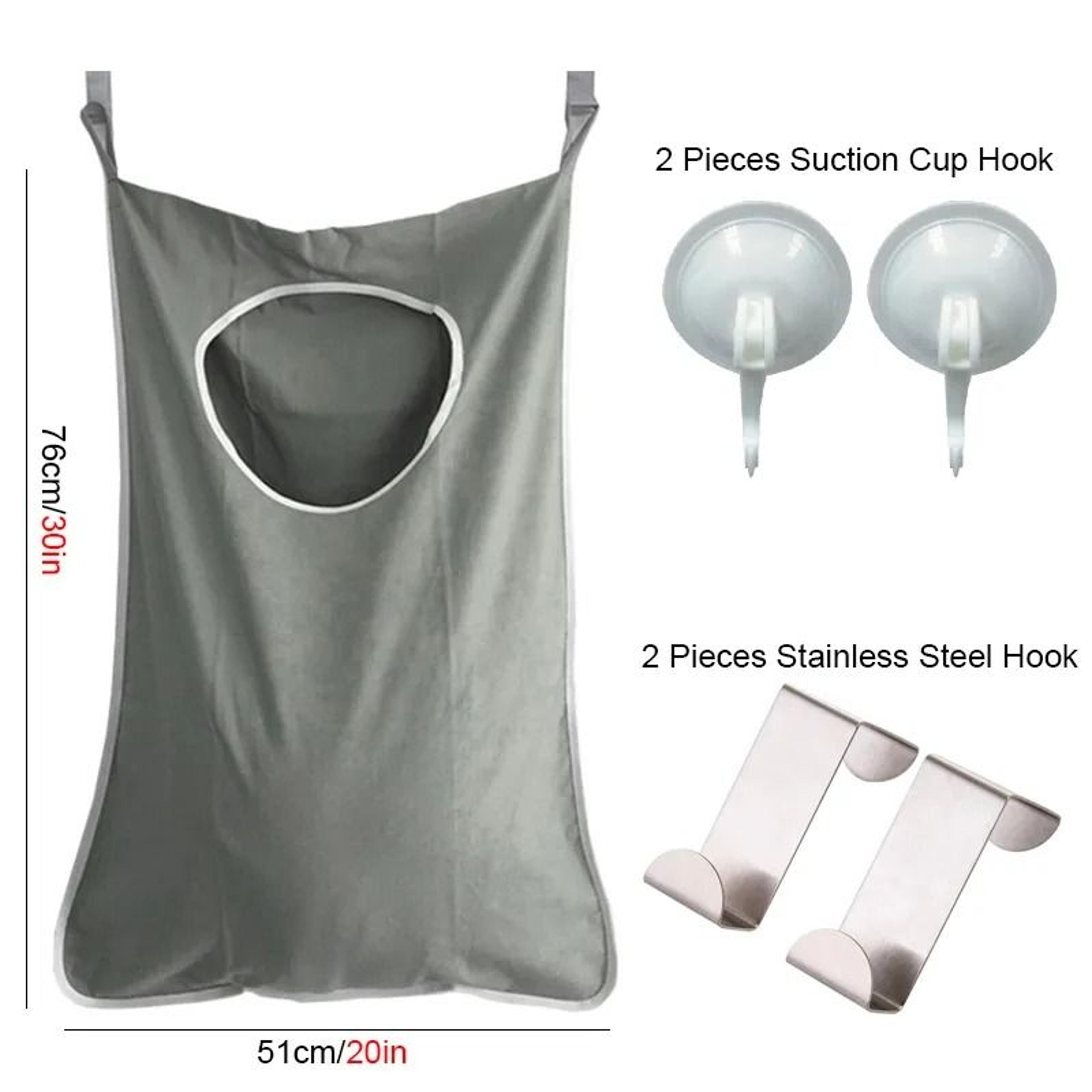 Extra Large Foldable Hanging Laundry Hamper With Stainless Steel Hooks And Suction Cups 8
