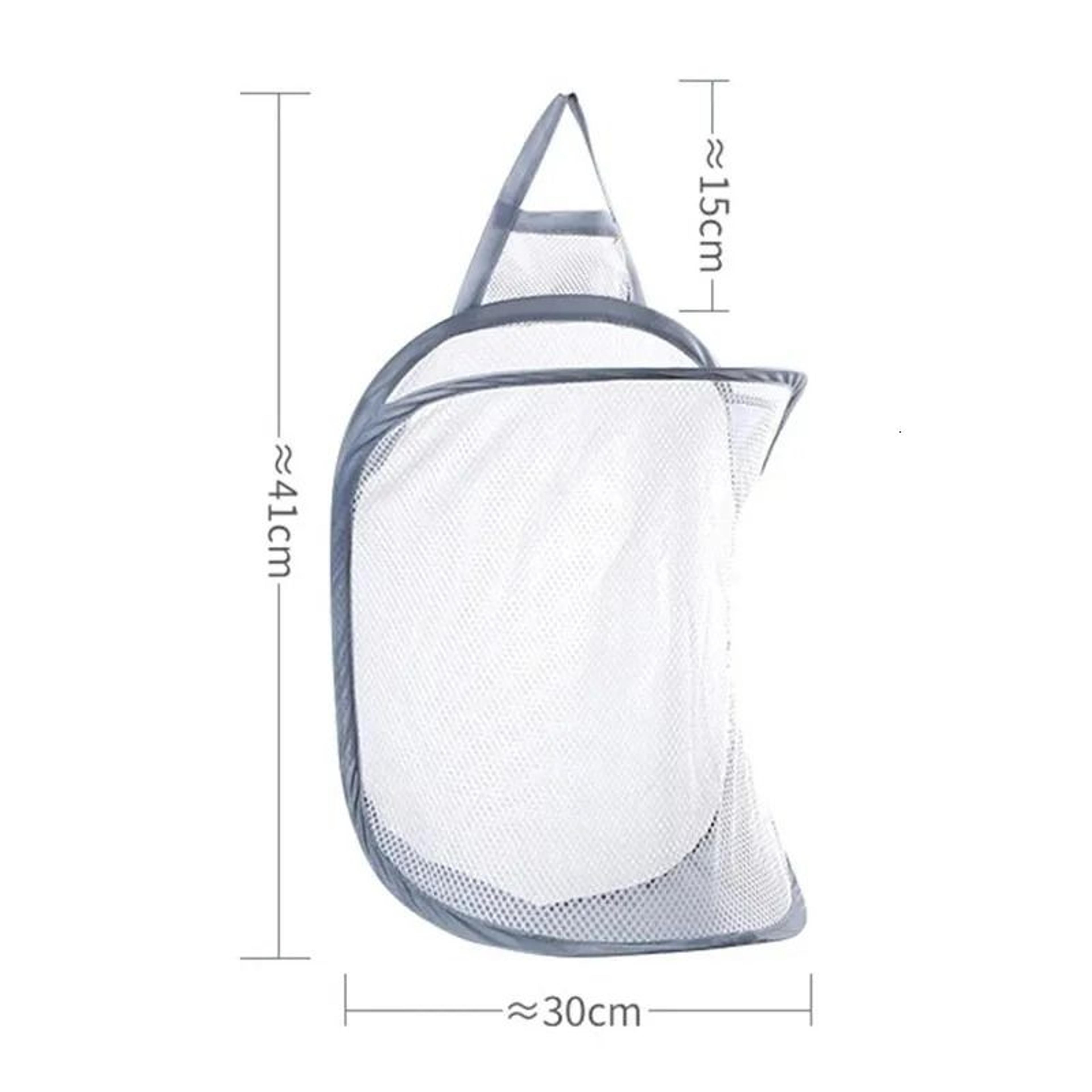 Large Hanging Laundry Basket Foldable Polyester Mesh Organizer With Multi Pockets 4