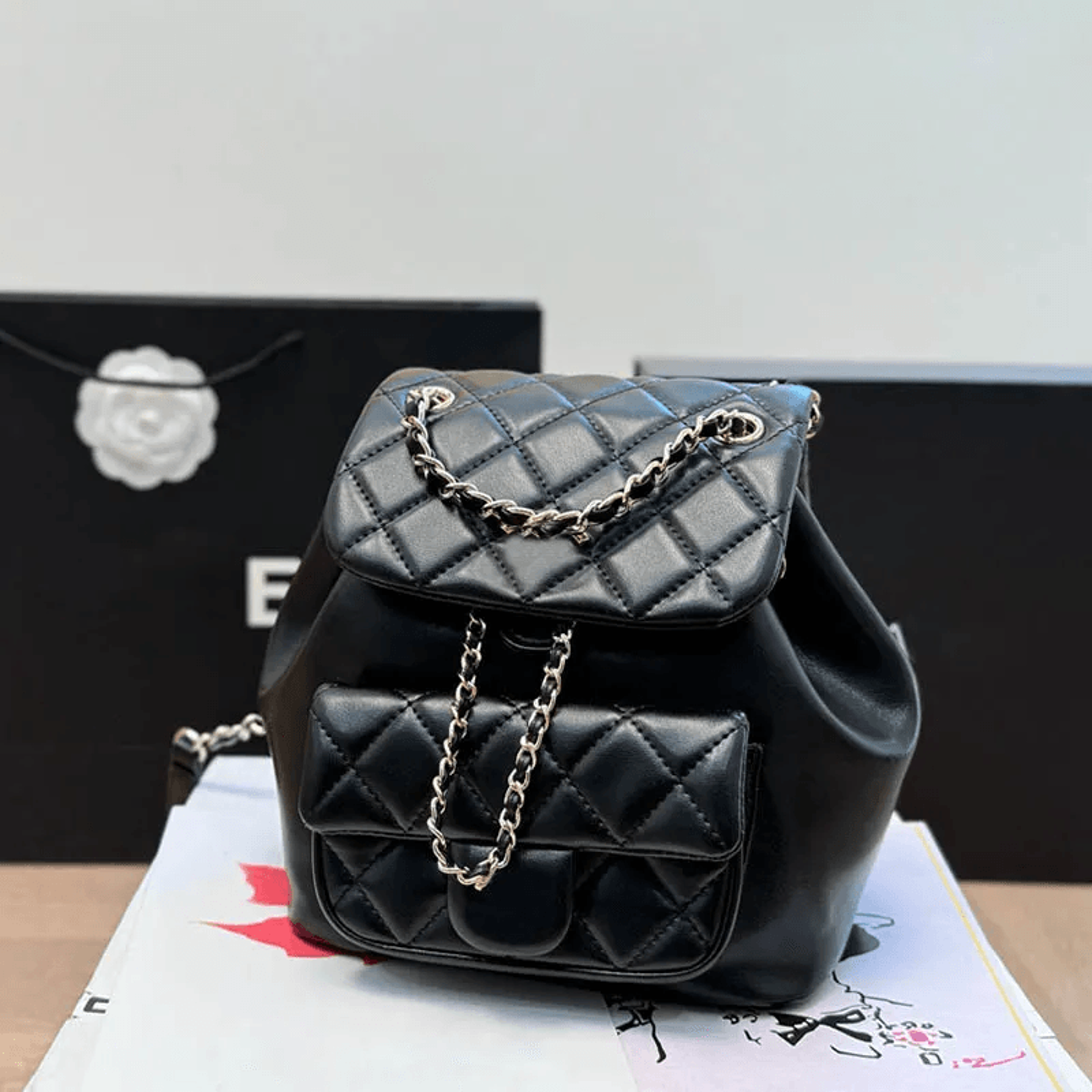 Womens Lambskin Leather Mini Backpack With Quilted Design Adjustable Straps And Gold Tone Hardware 2