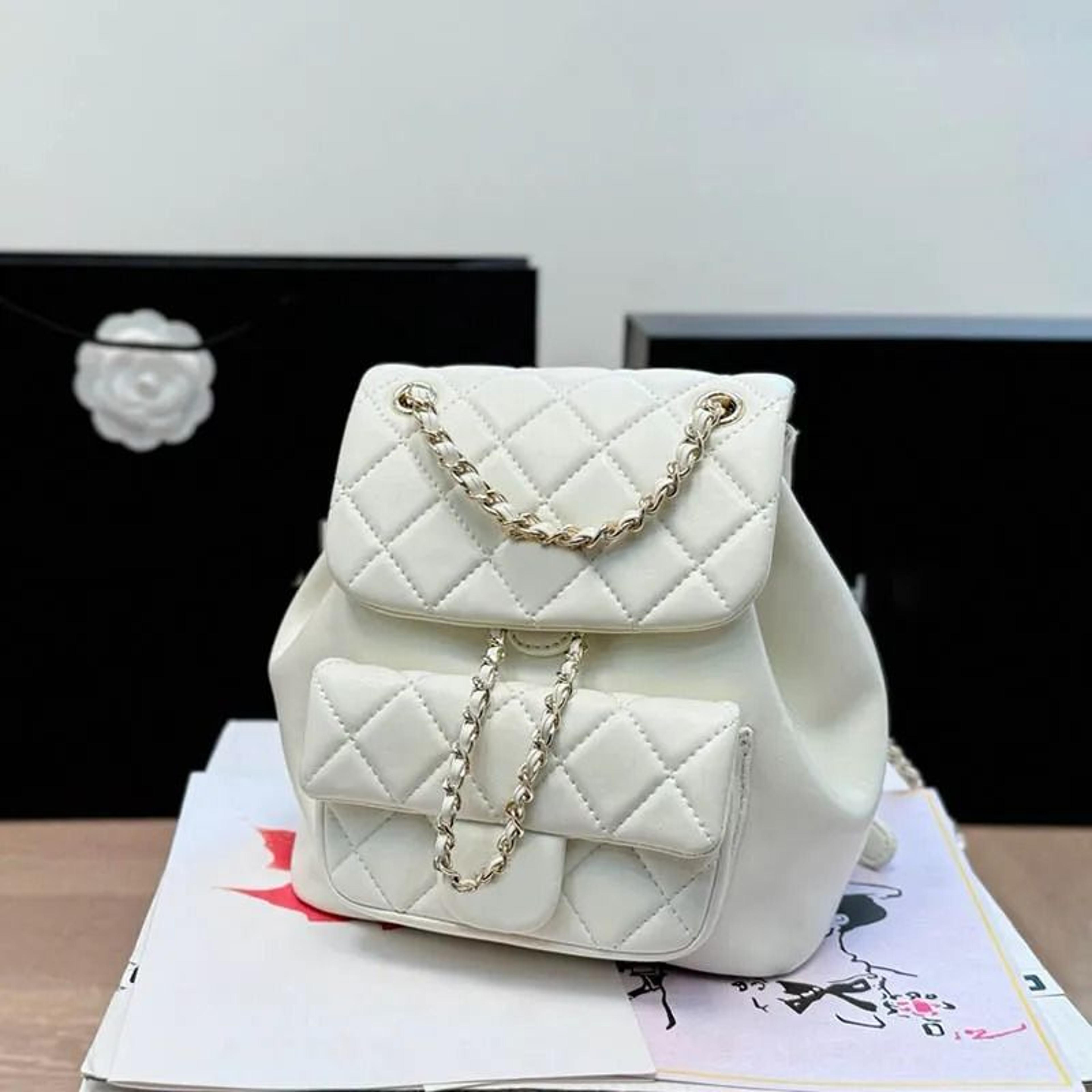Womens Lambskin Leather Mini Backpack With Quilted Design Adjustable Straps And Gold Tone Hardware 3