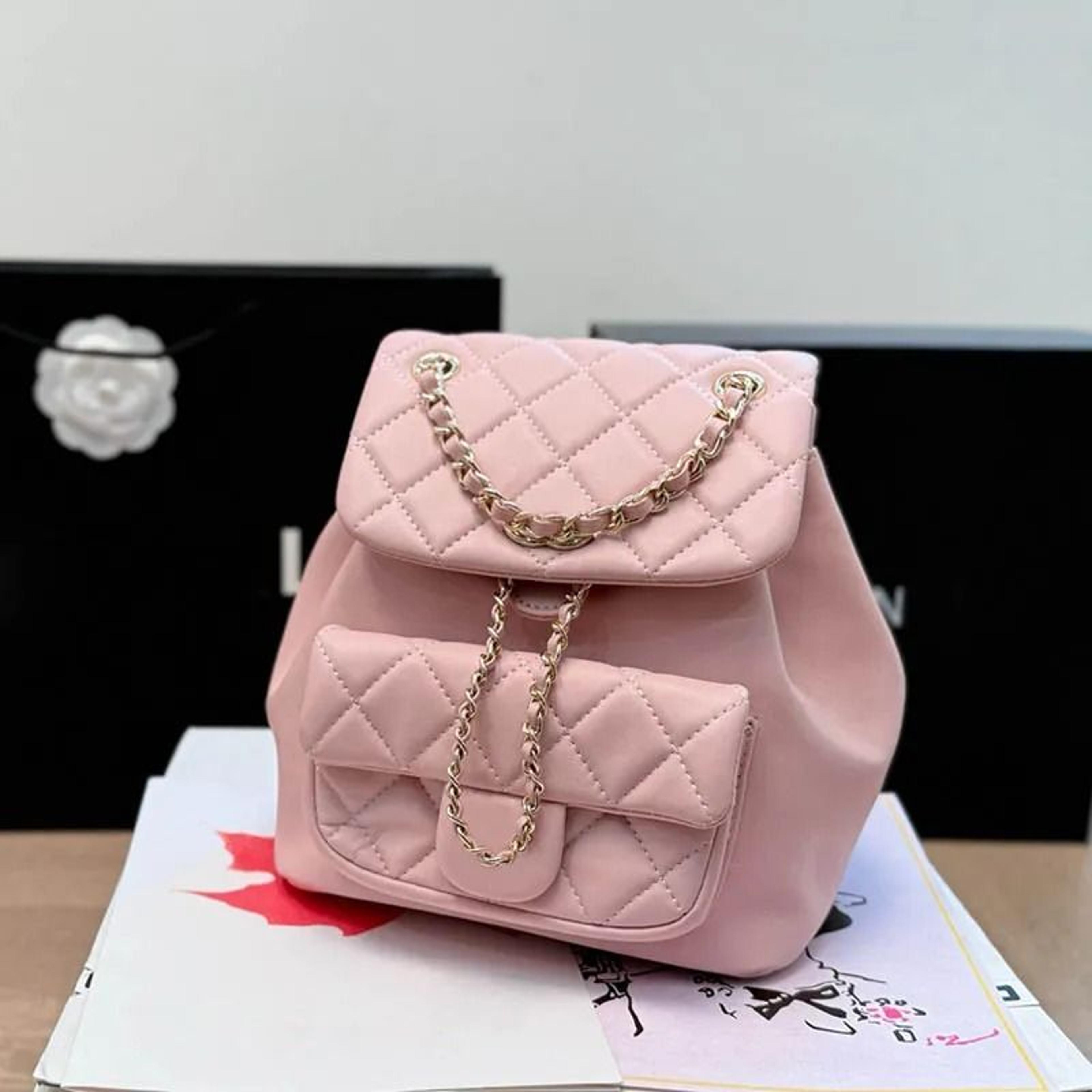 Womens Lambskin Leather Mini Backpack With Quilted Design Adjustable Straps And Gold Tone Hardware 1