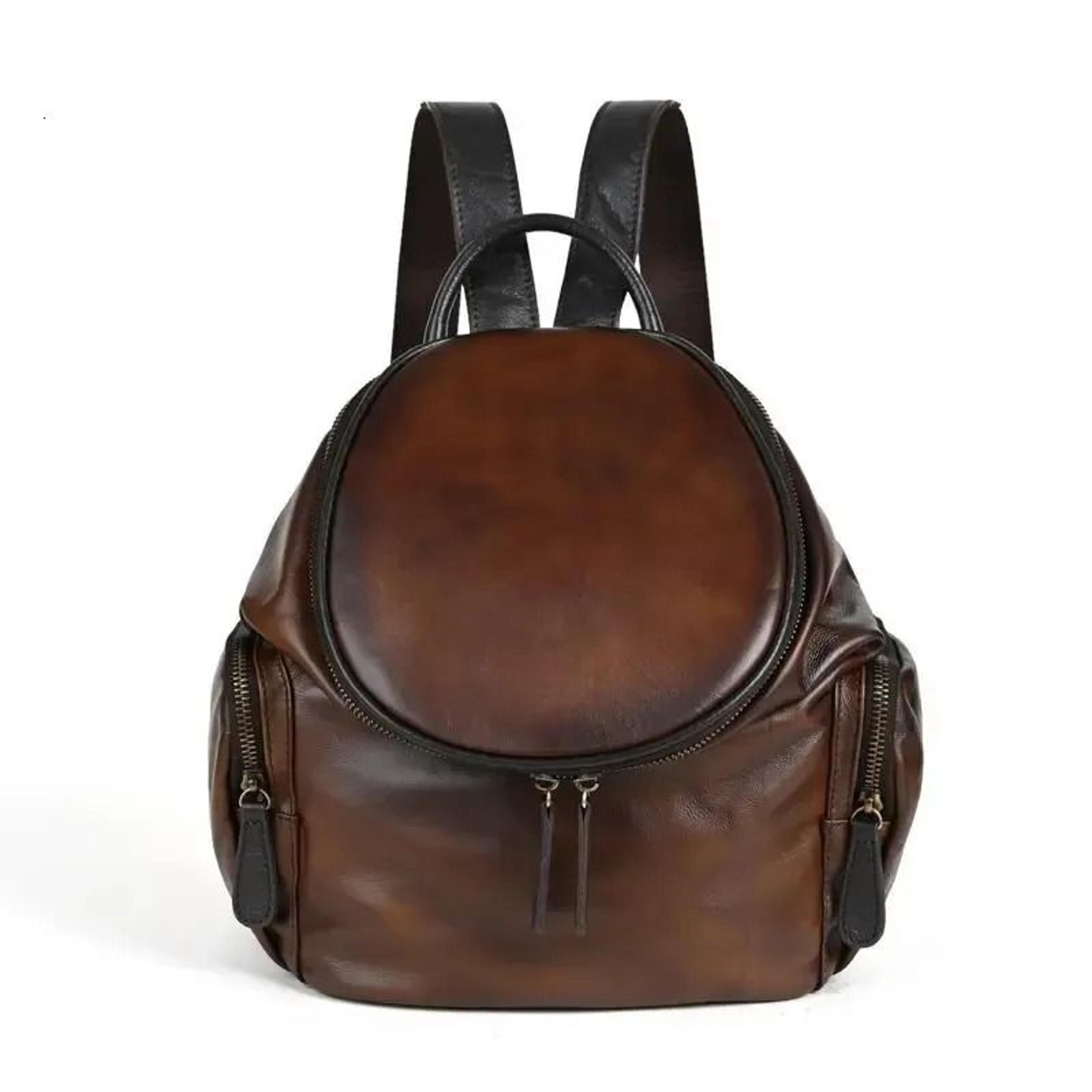 Genuine Leather Women Vintage Casual Backpack 2