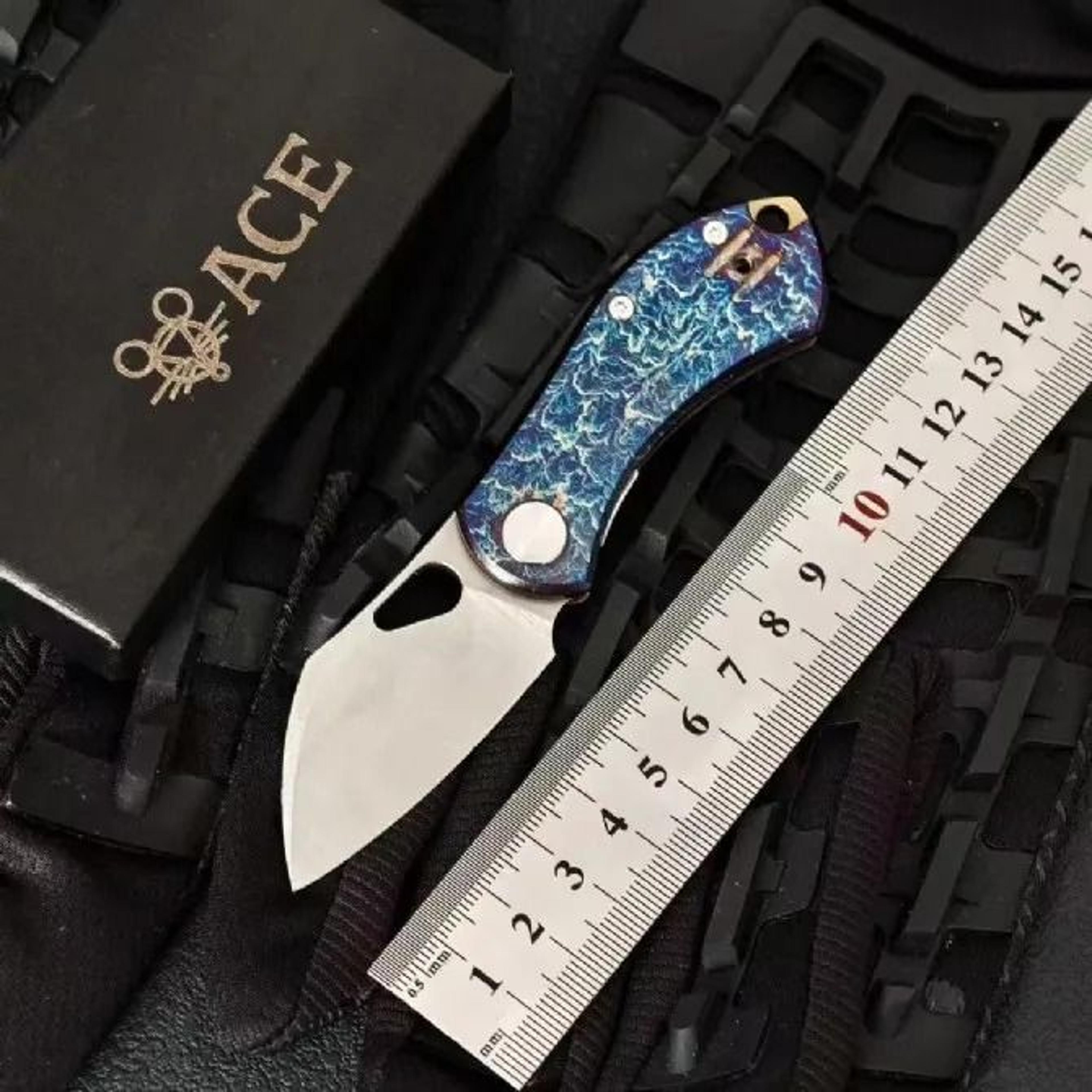 High End Folding Knife With Satin Tanto Blade And Titanium Alloy Handle 1