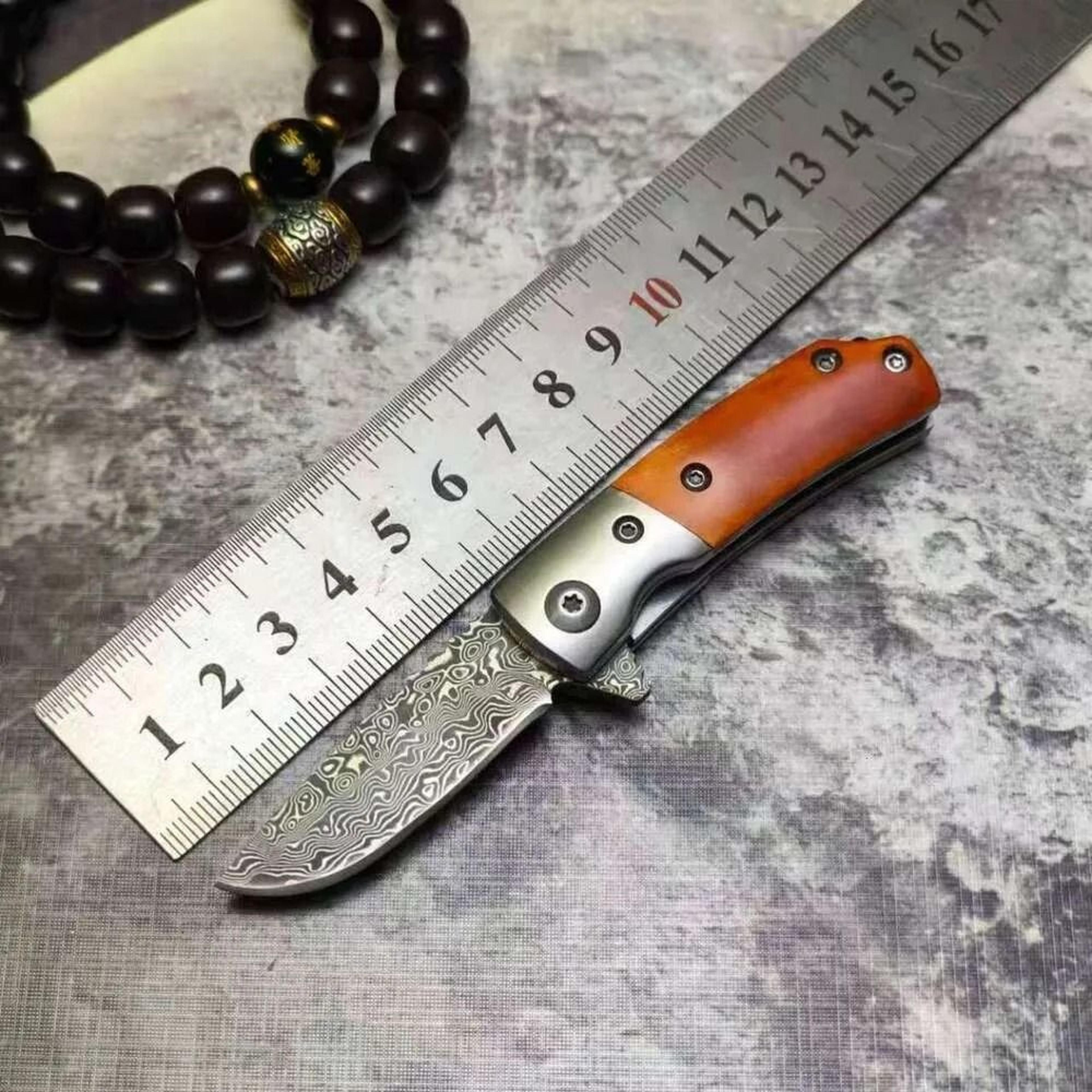 Damascus Steel Folding Knife With High Hardness Blade For Camping And Outdoor Cutting 1