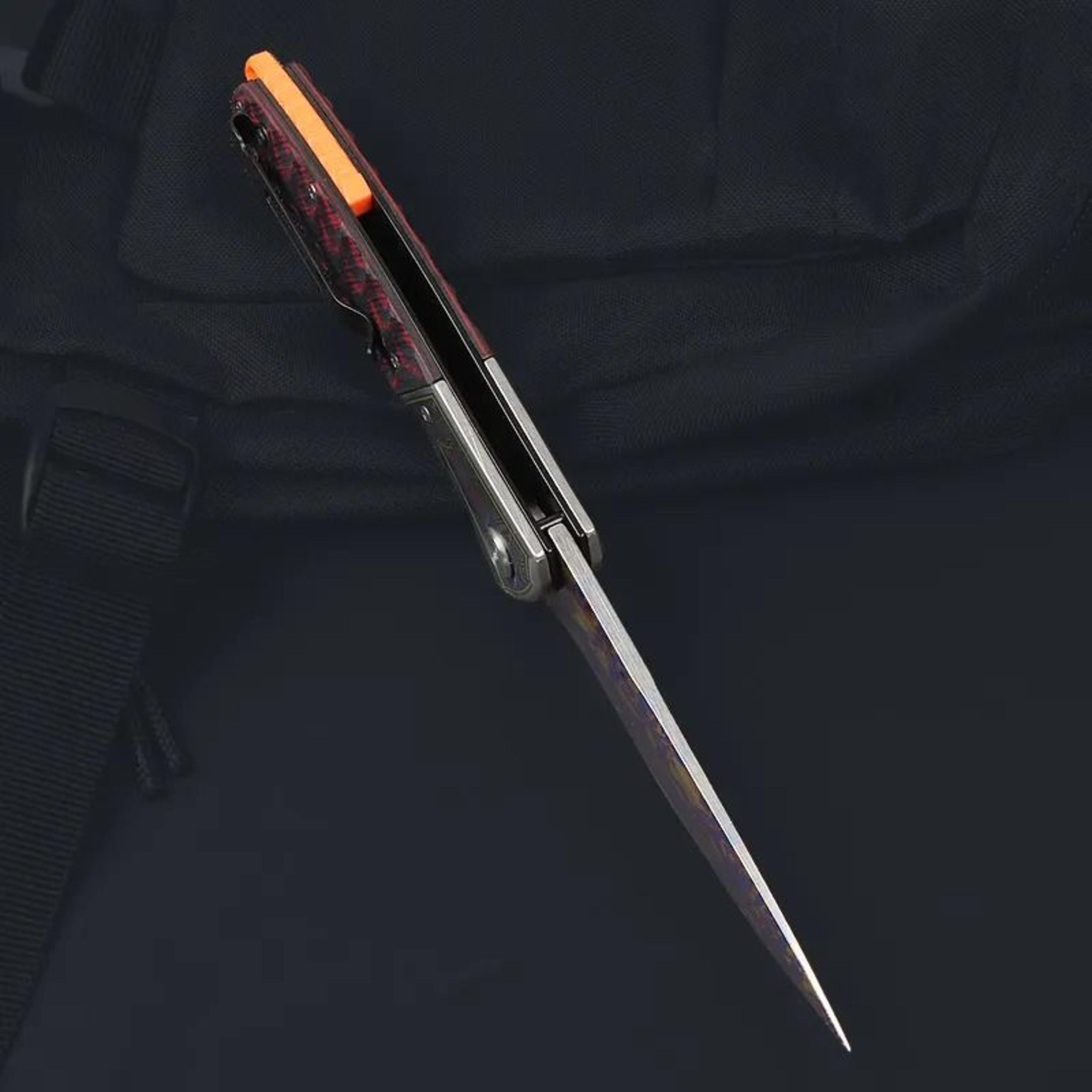 Flipper Folding Pocket Knife With Titanium Coated Blade And G10 Steel Handle 1