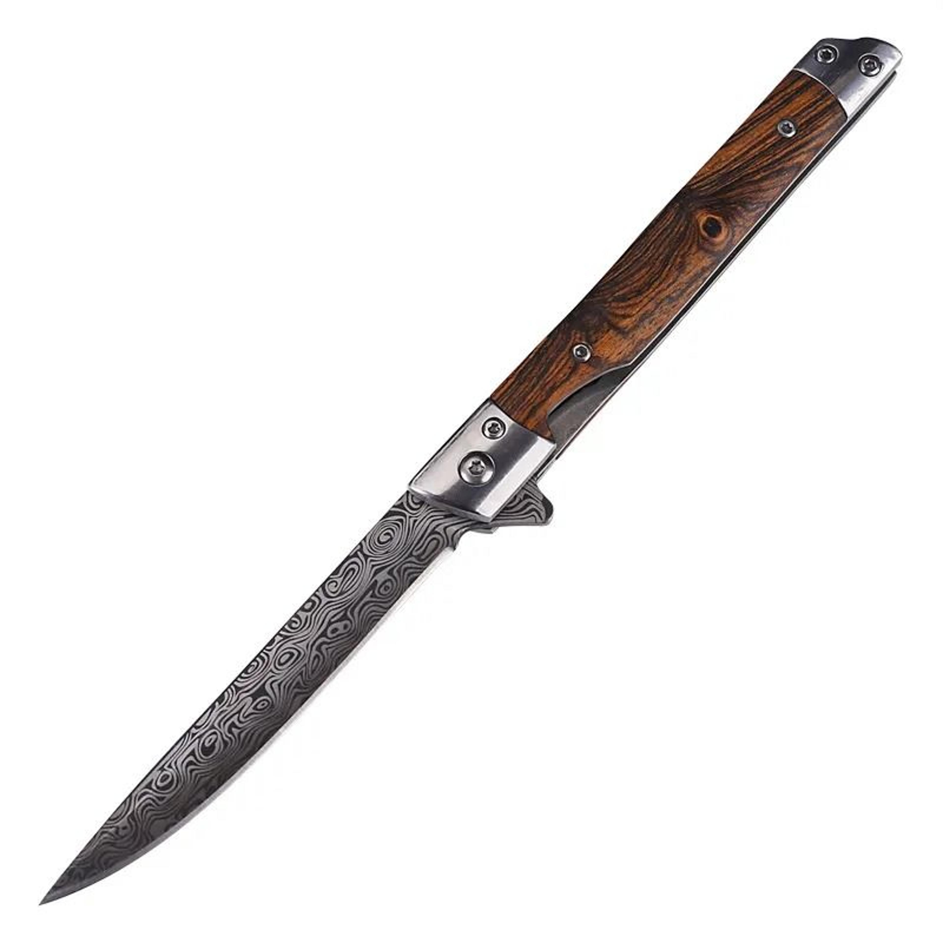 Flipper Folding Knife With Stainless Steel Blade And Rosewood Handle 3