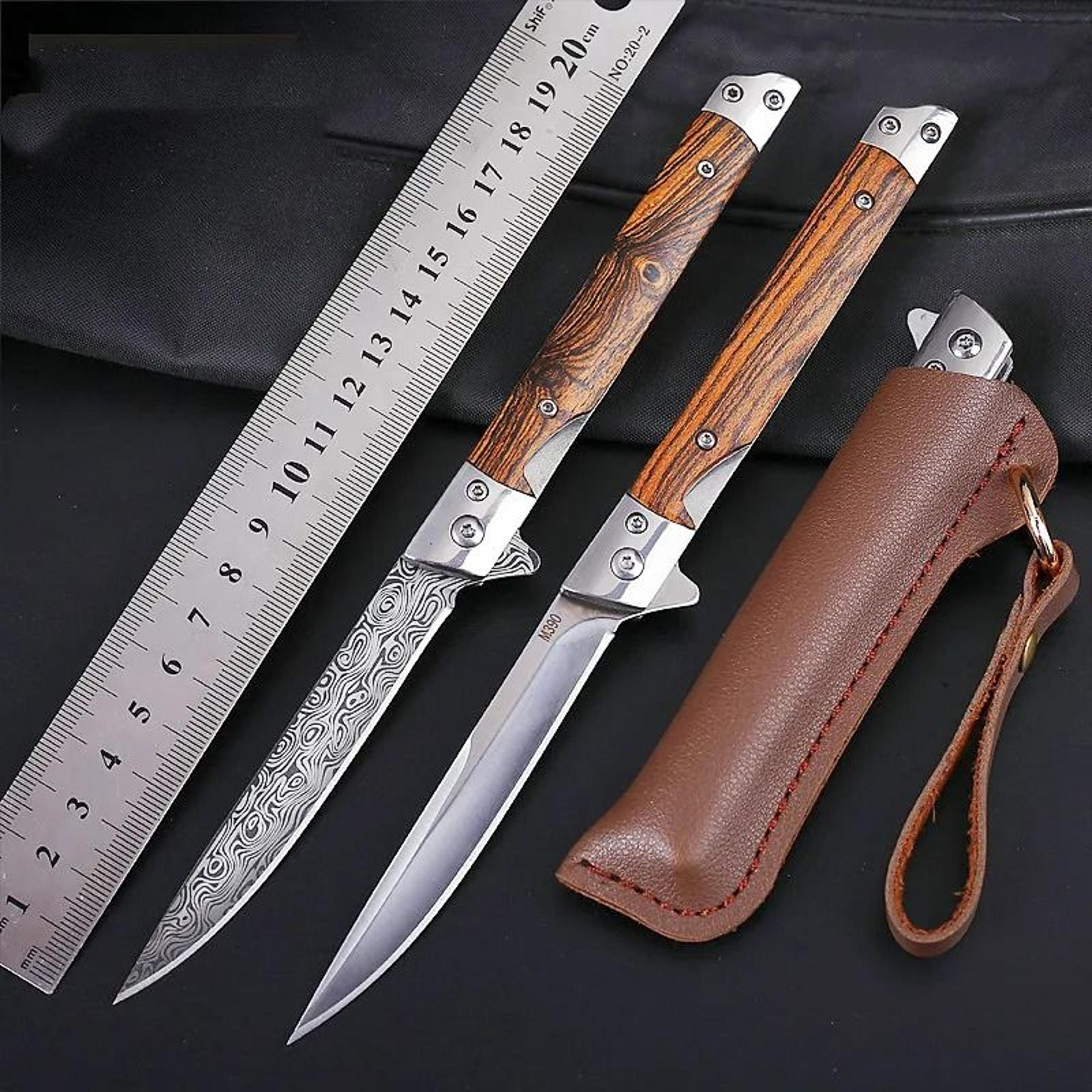 Flipper Folding Knife With Stainless Steel Blade And Rosewood Handle 4