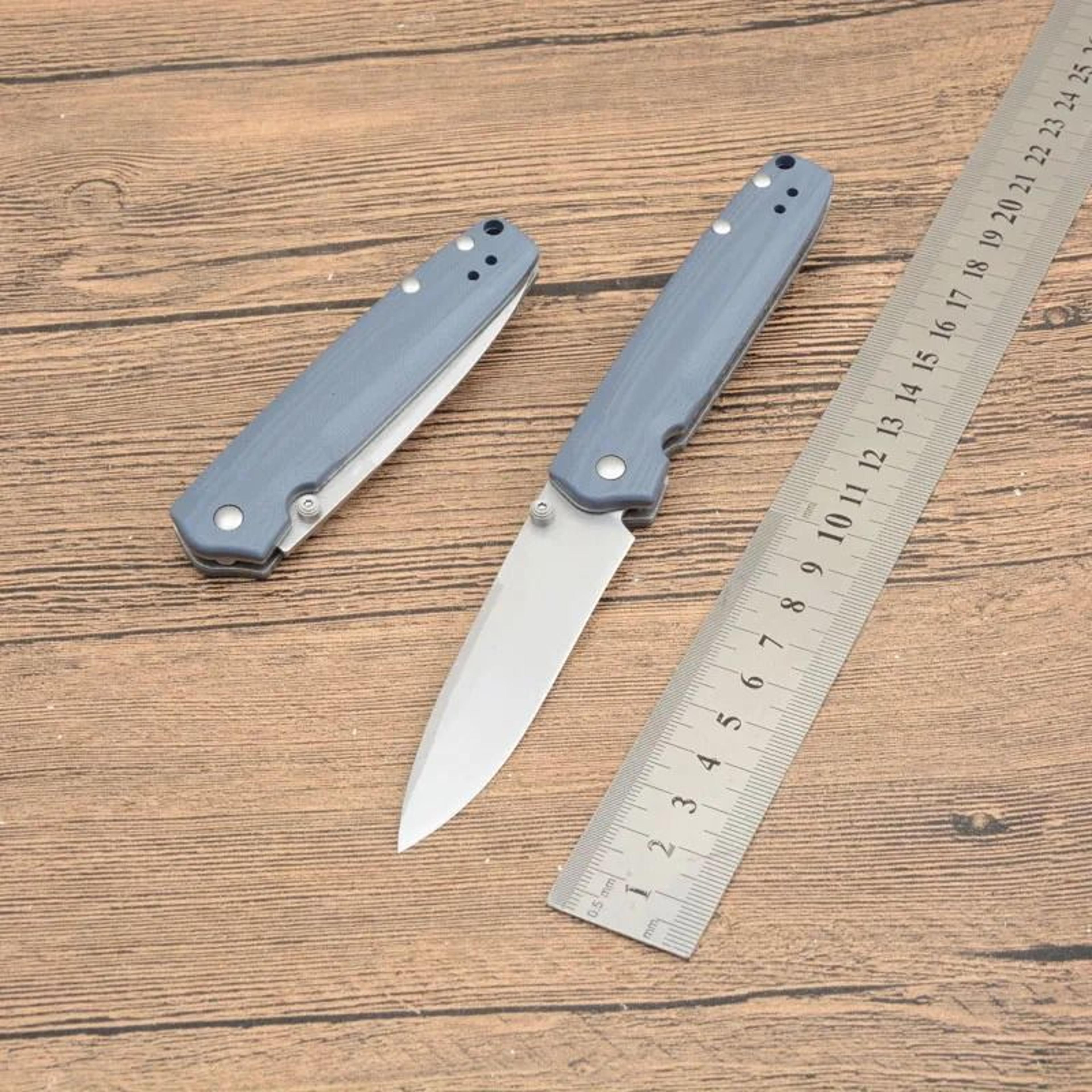 Folding Pocket Knife With Satin Drop Point Blade And Blue Handle 3