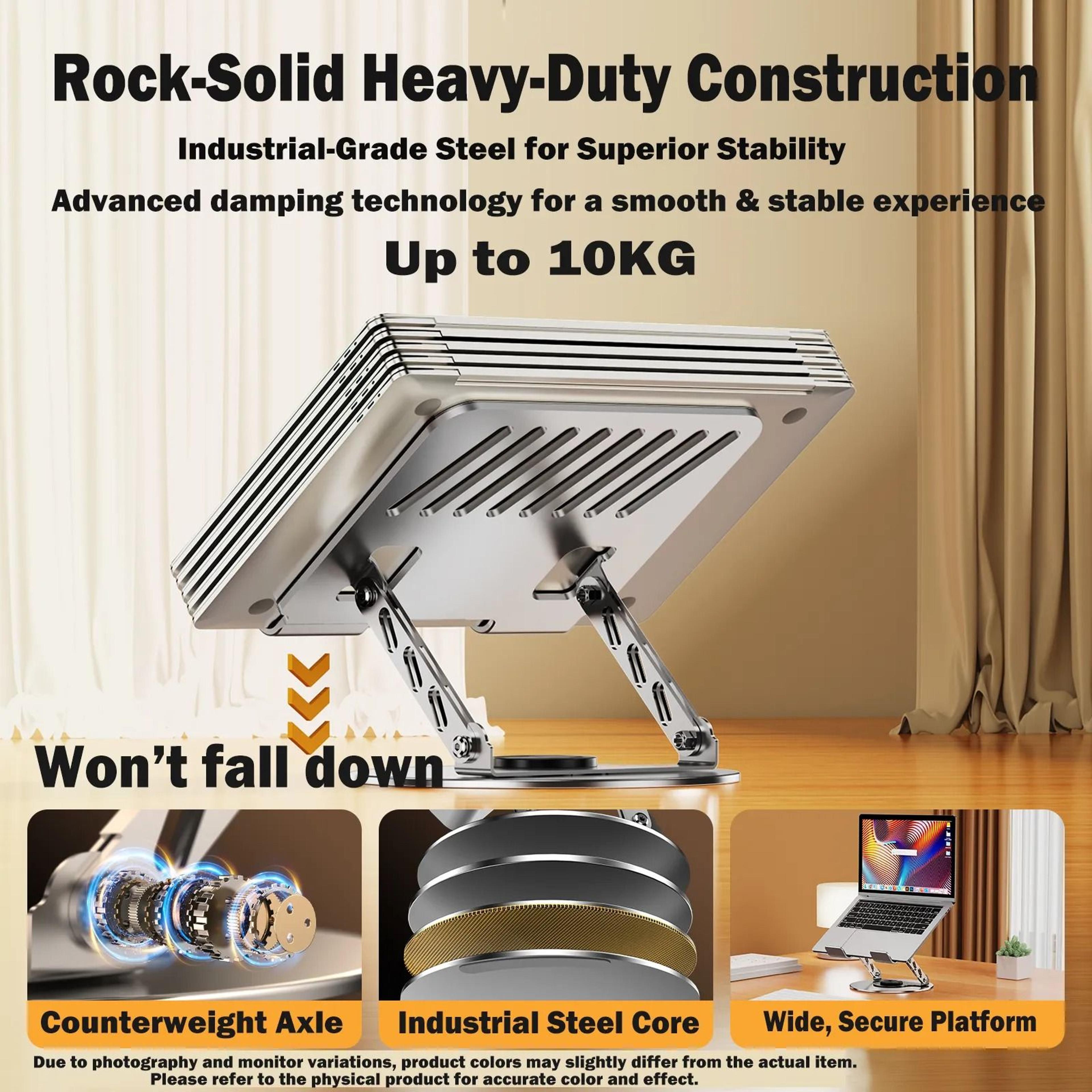 Laptop Tablet Stand Holder With Rotation Adjustable Dual Rod Foldable Design 4