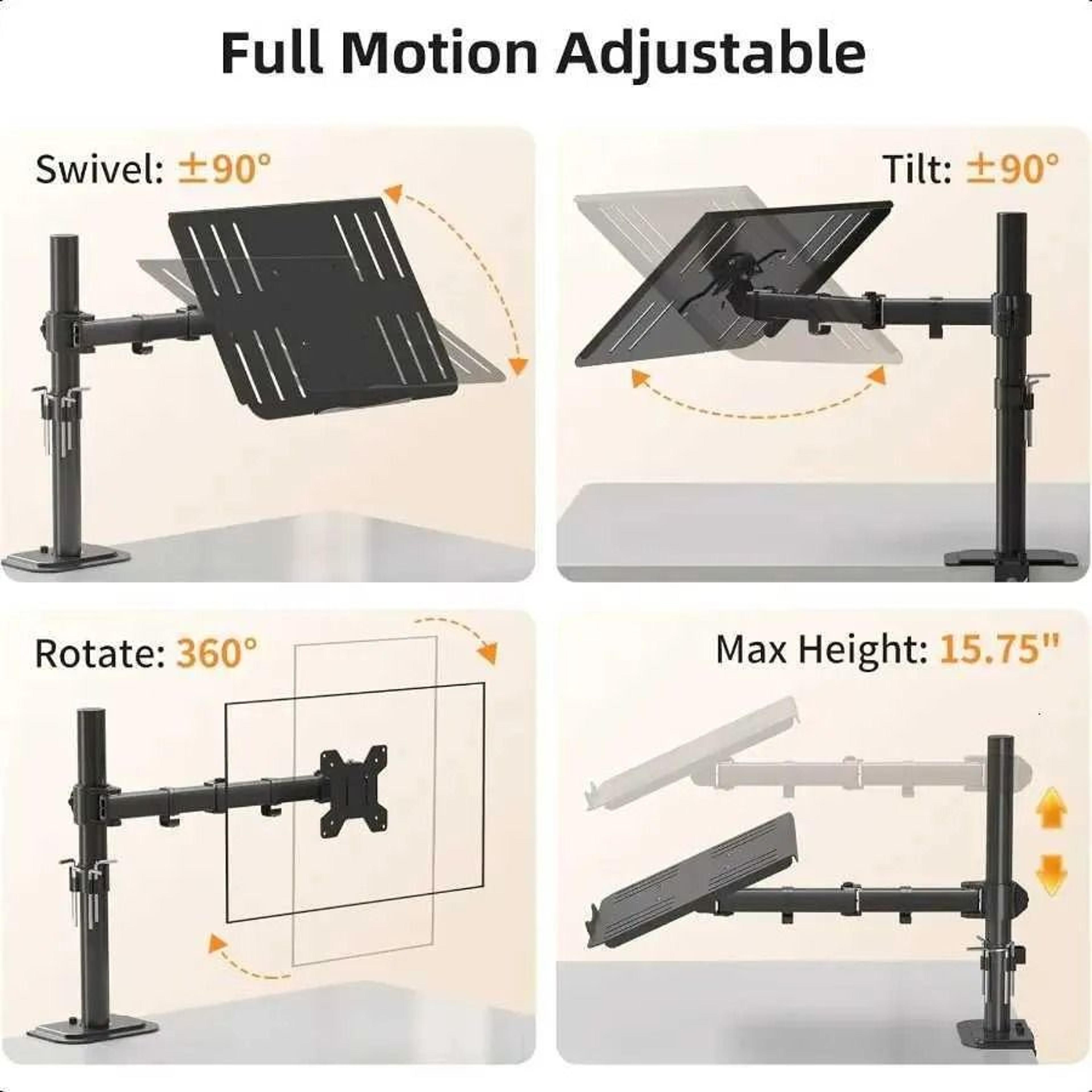 Laptop Desk Mount Stand With Adjustable Ventilated Tray For Laptops 1