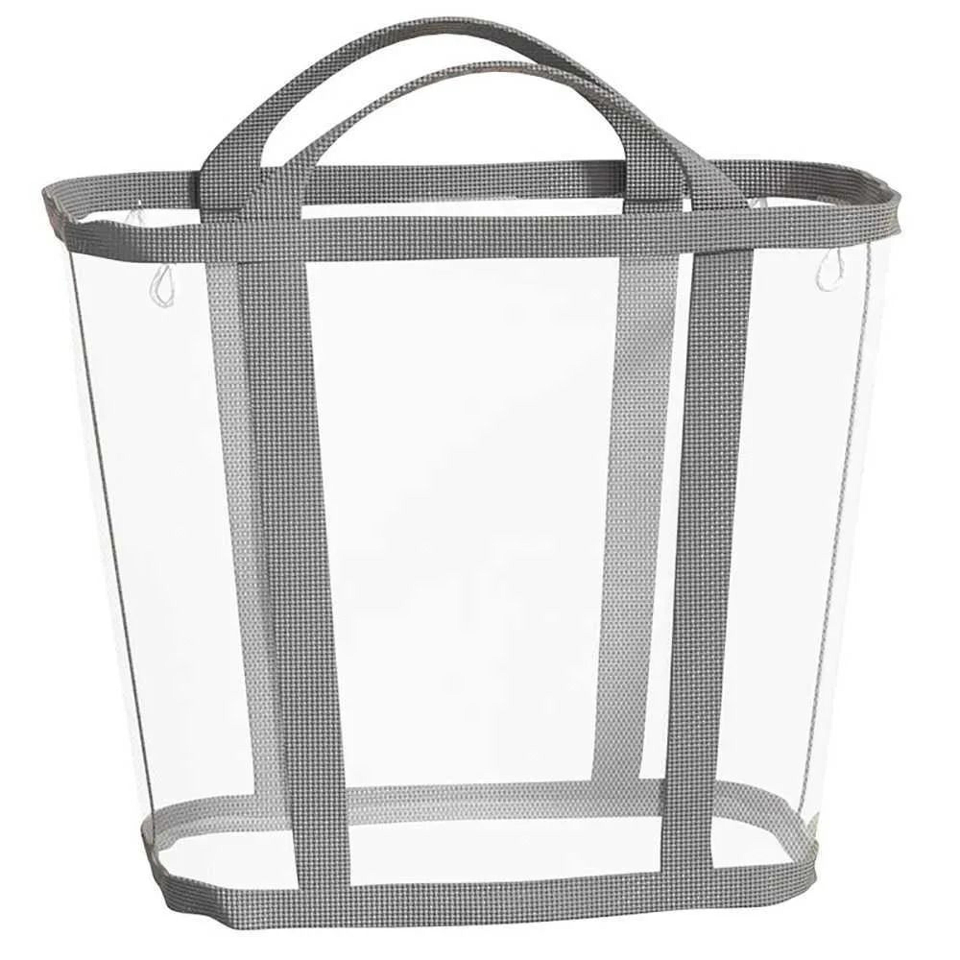 Nylon Mesh Laundry Basket With Handle Foldable Portable Clothes Organizer 0