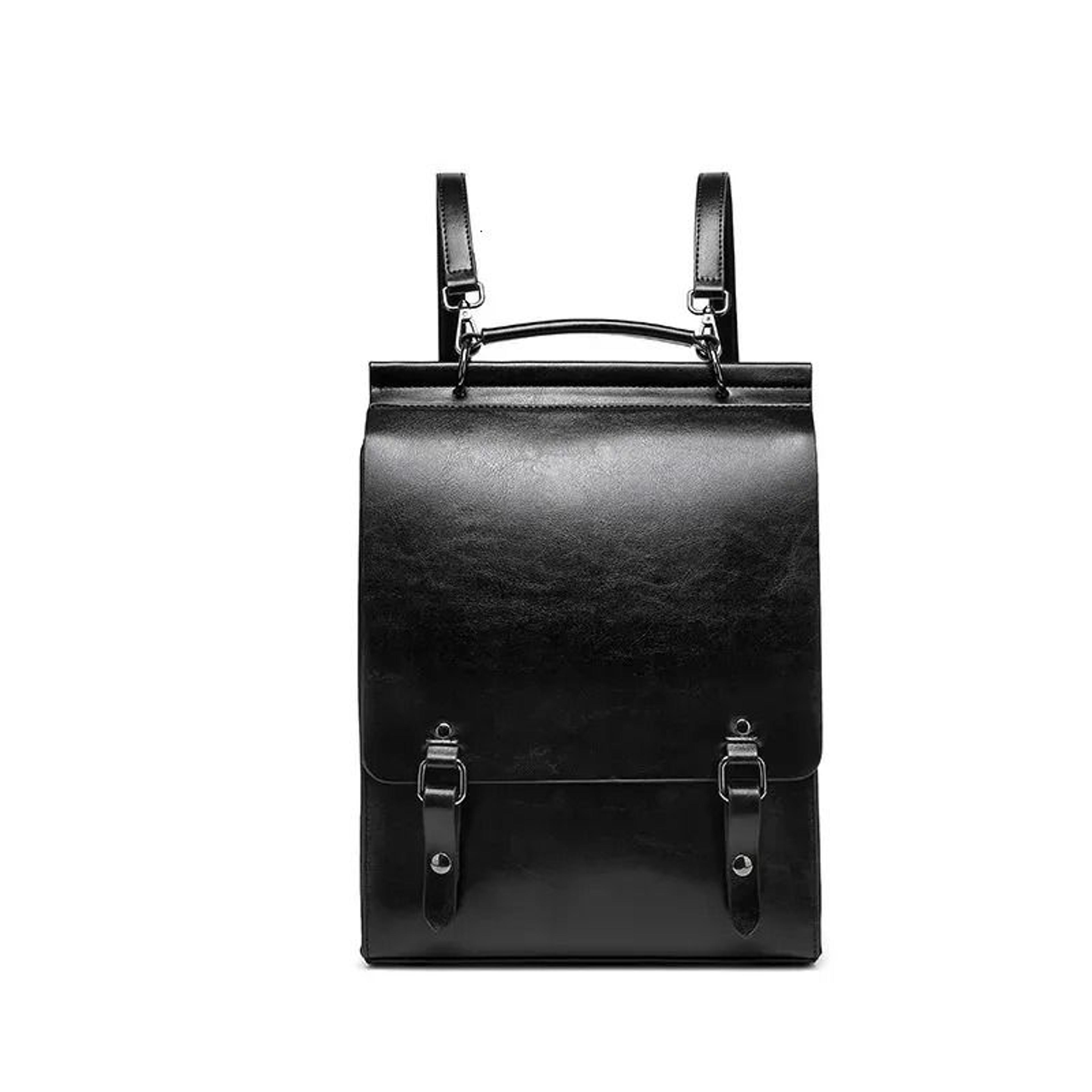 Vintage Cowhide Leather Womens Backpack With Adjustable Straps 0
