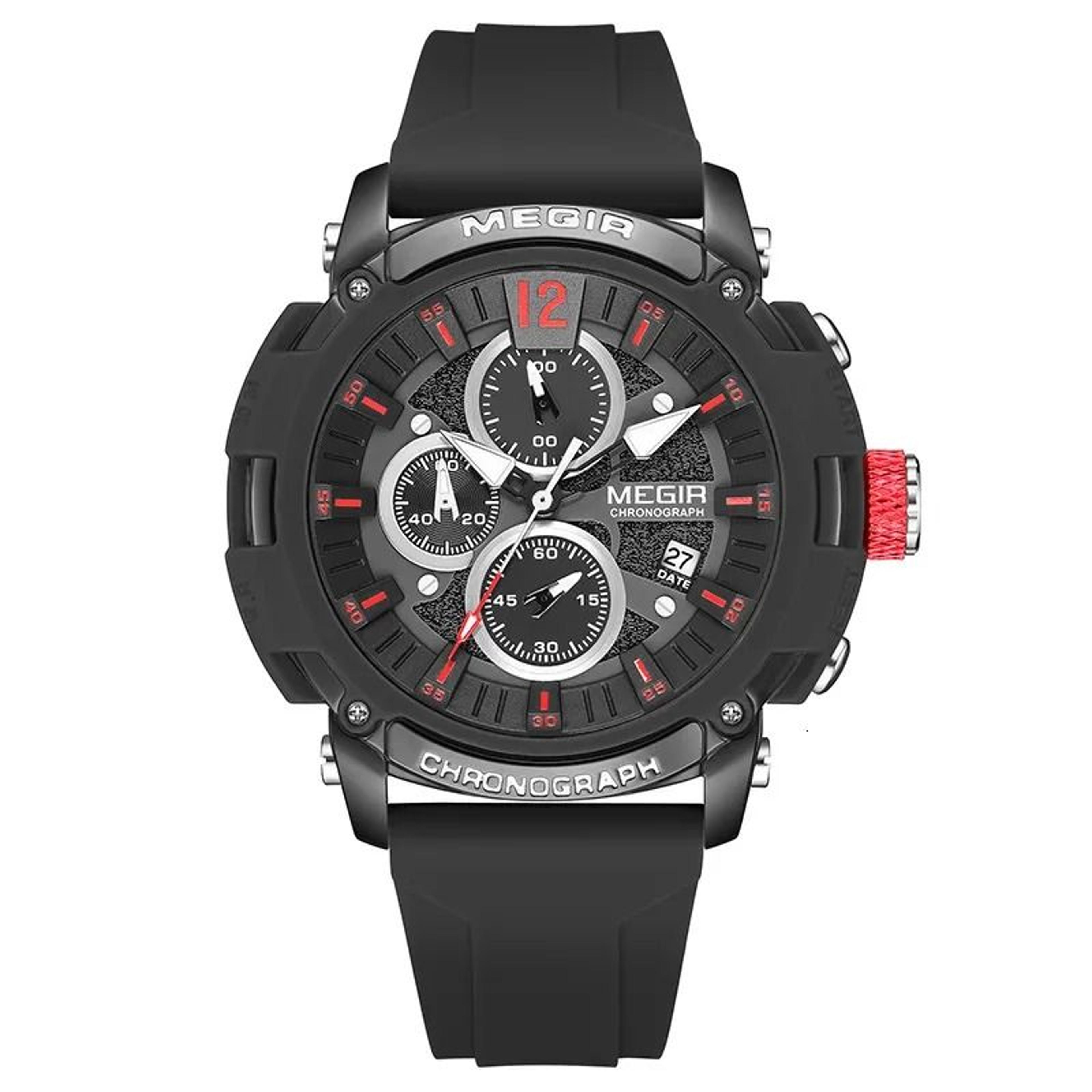 Men Quartz Watch With Three Subdials SixHand Dial And Waterproof Sporty Design 0