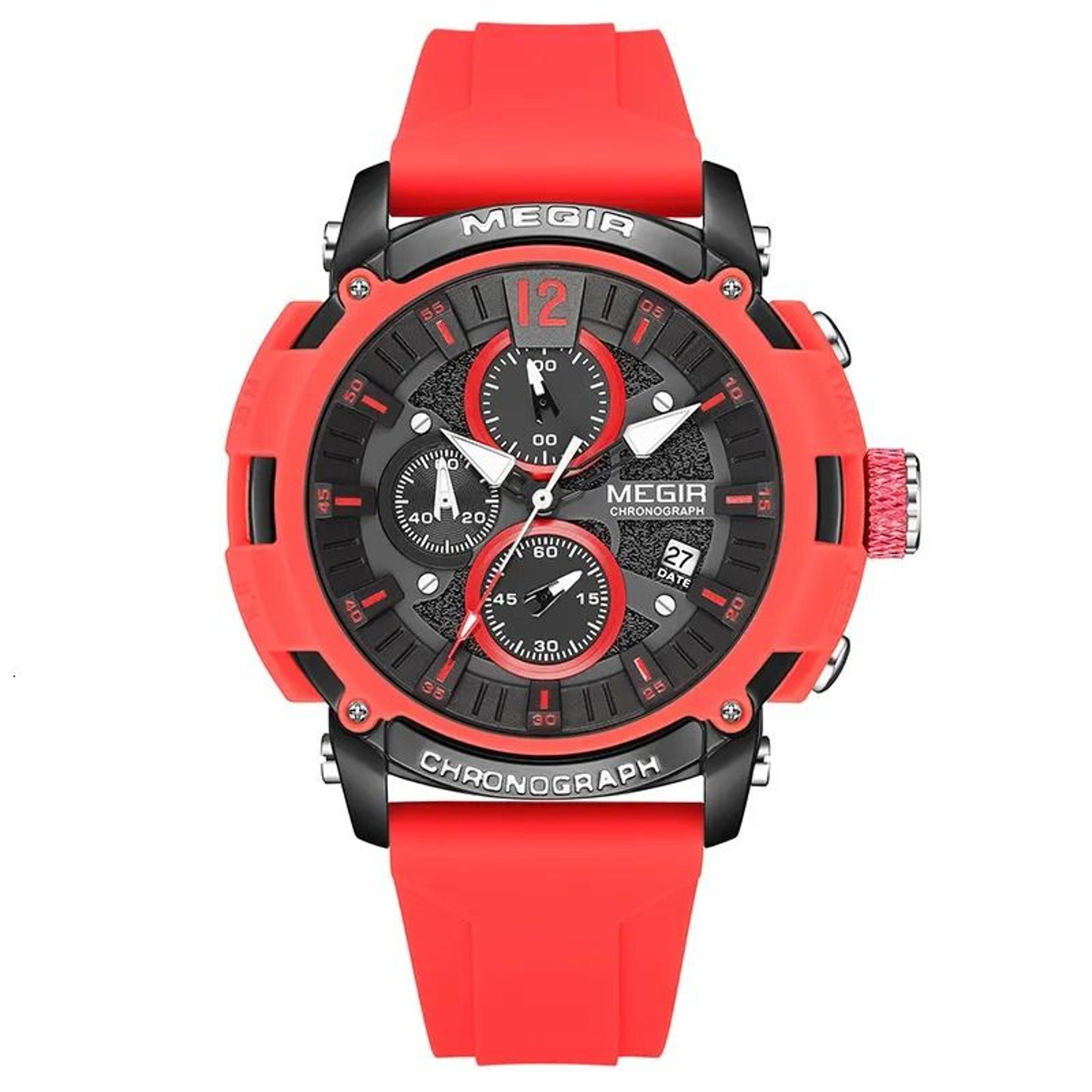 Men Quartz Watch With Three Subdials SixHand Dial And Waterproof Sporty Design 1