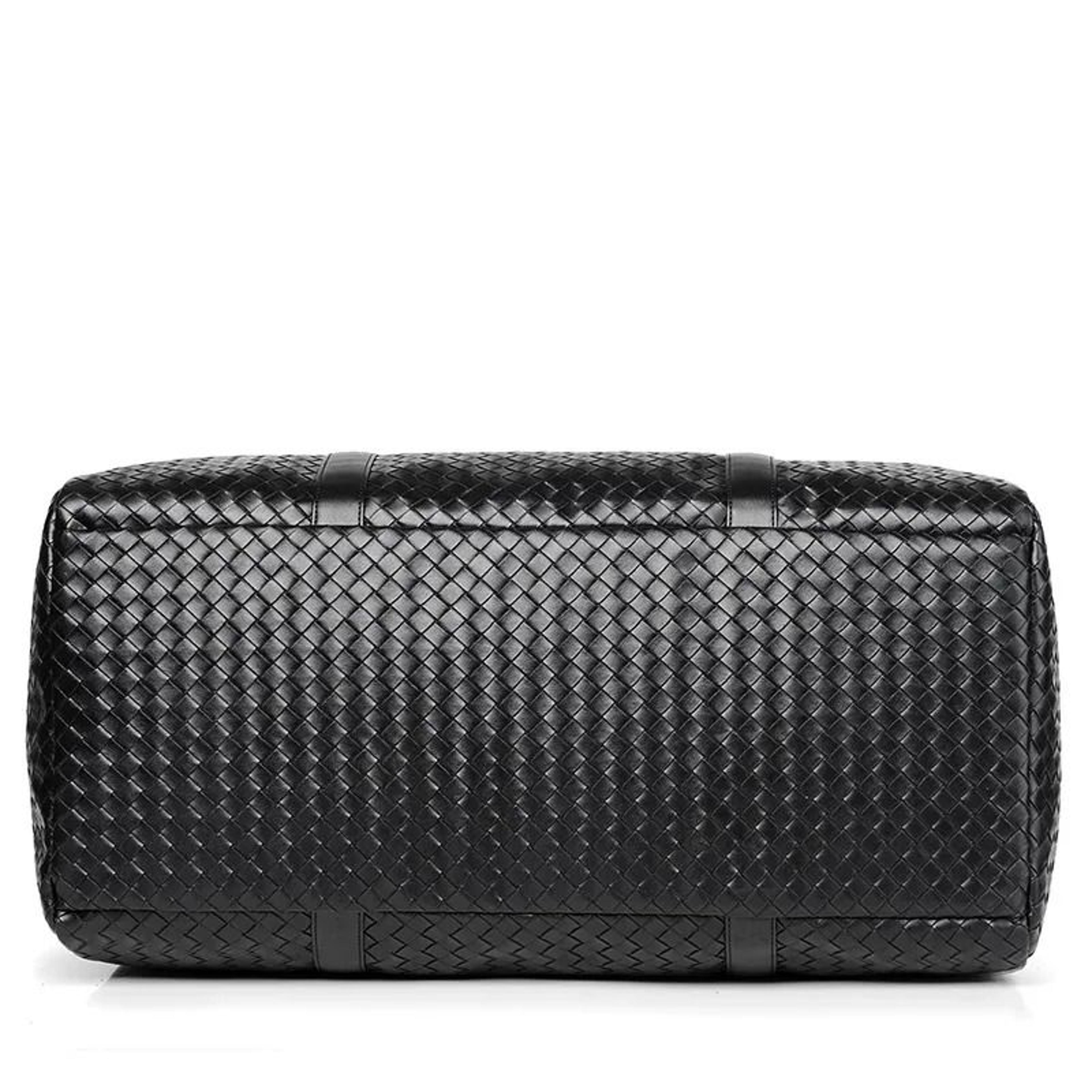Plaid Woven Weekender Duffel Bag With Adjustable Shoulder Strap 4