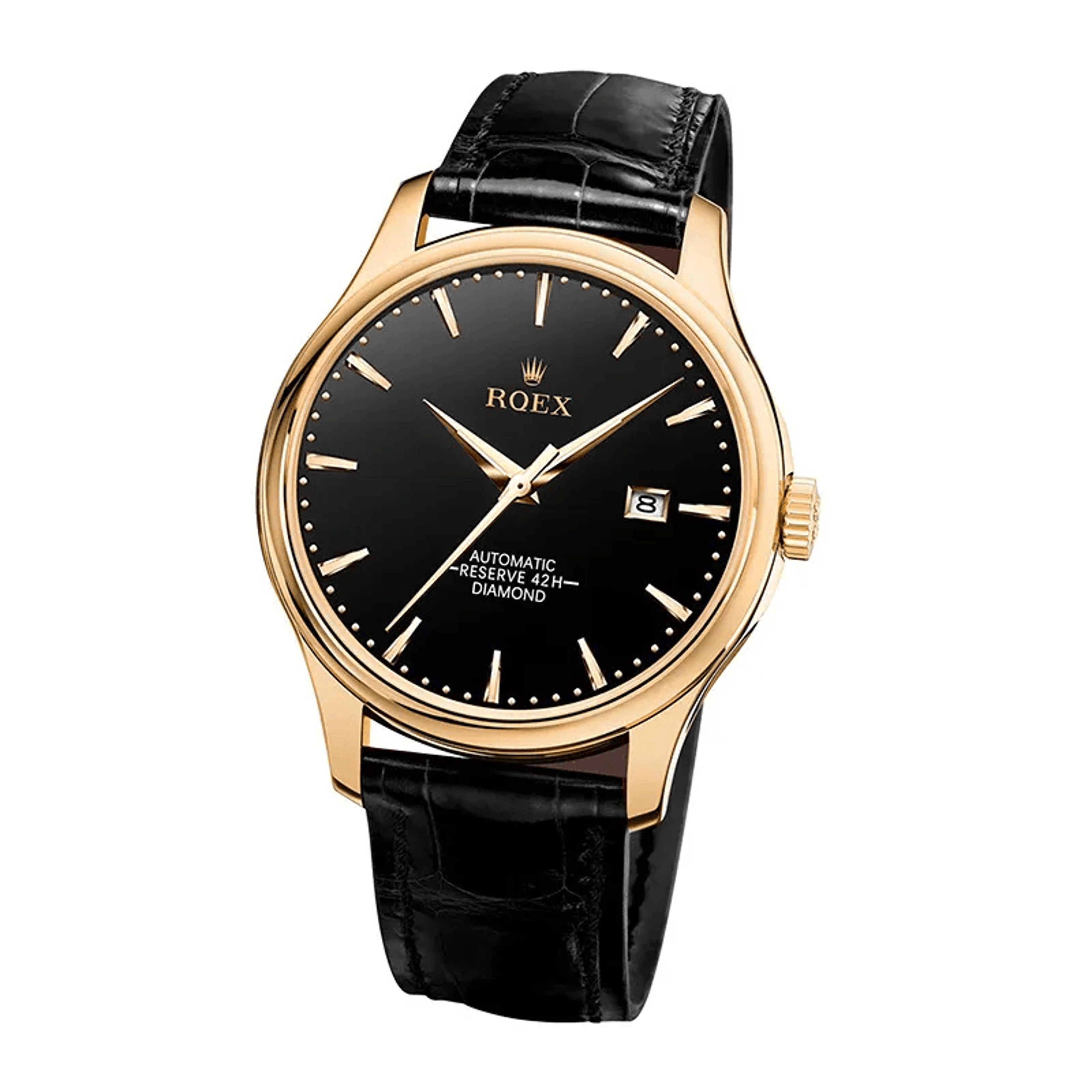 Men Automatic Mechanical Watch With Rose Gold Case And Leather Strap 4