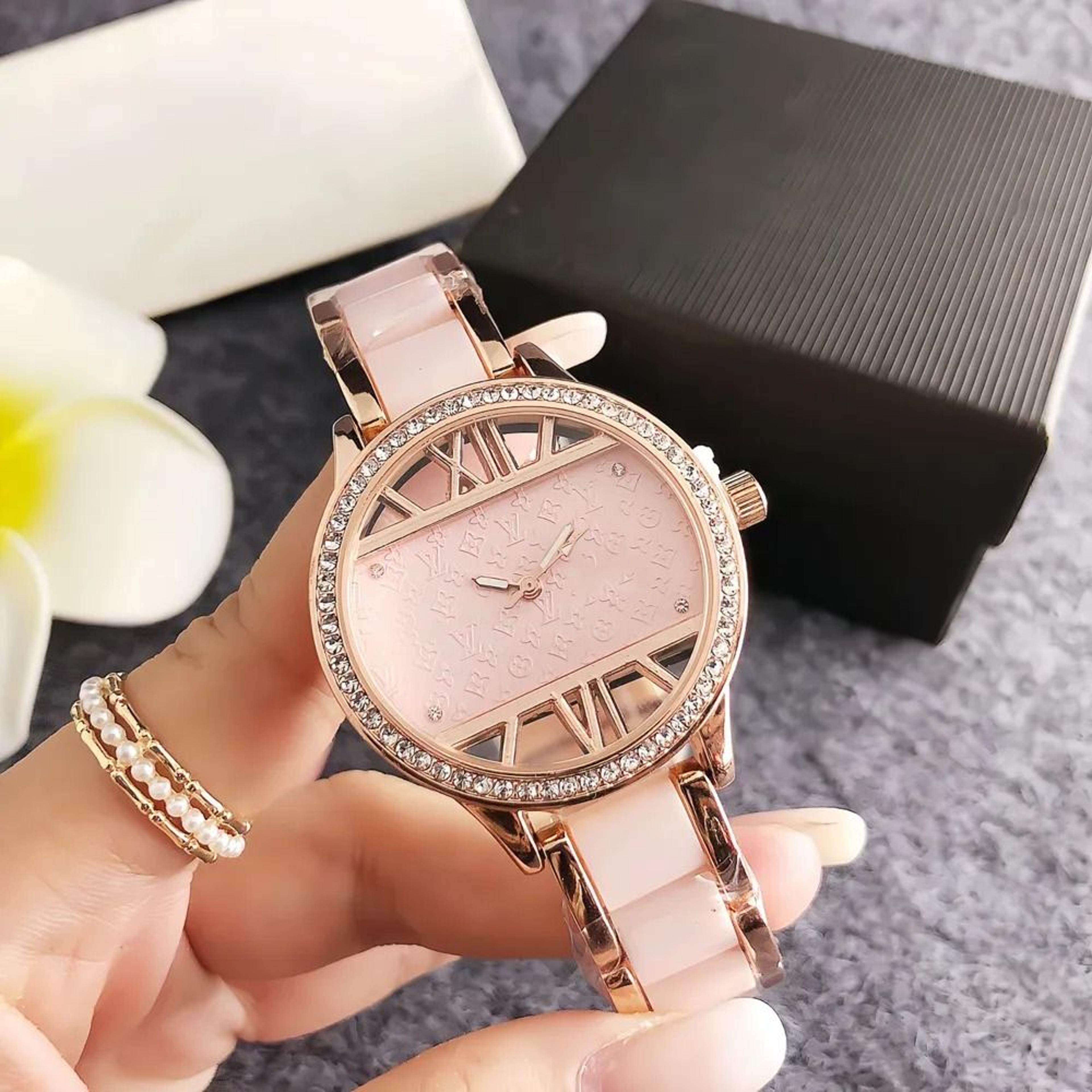 Womens Quartz Wrist Watch With 37mm Crystal Accent Dial And Steel Band 2