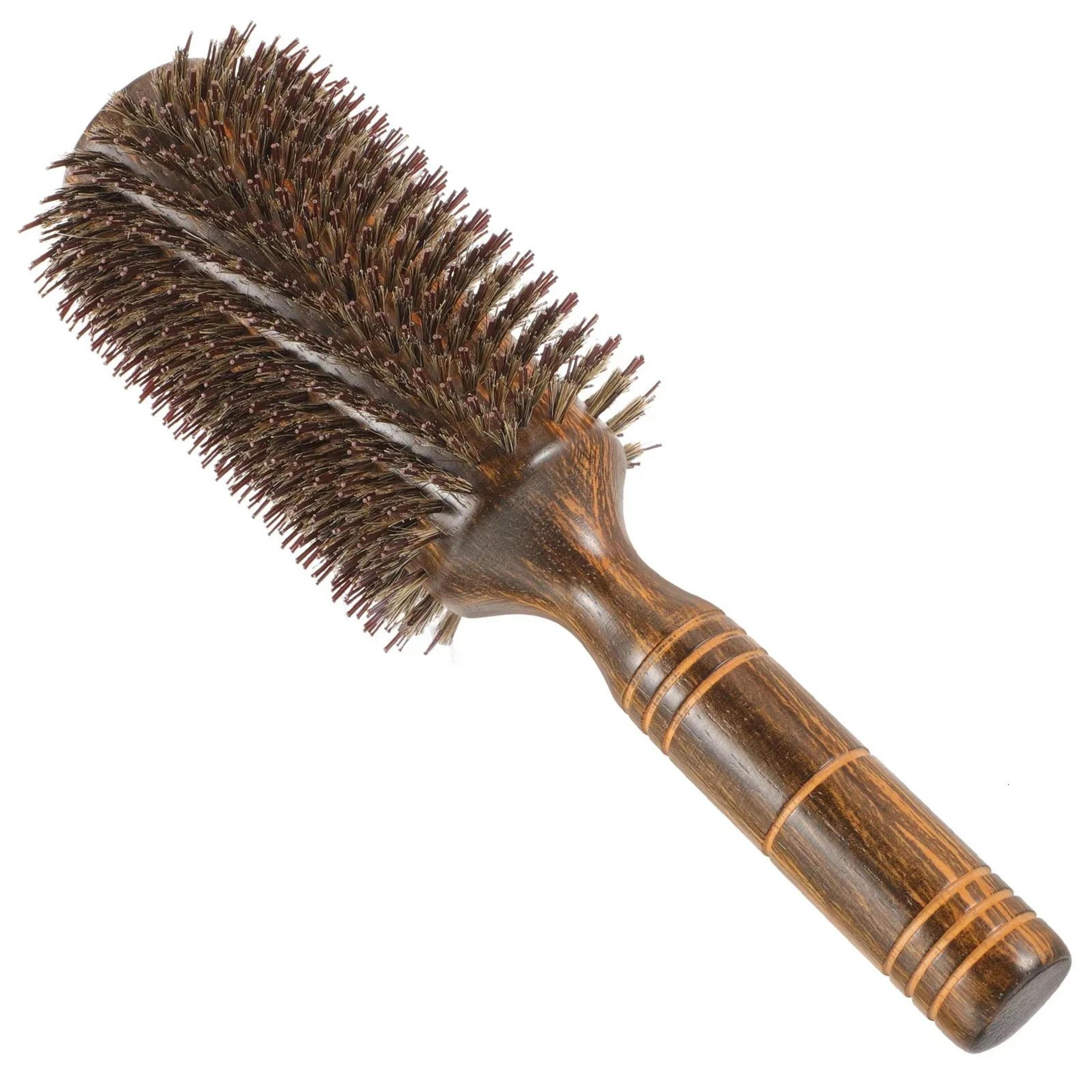 oversized round blow dry hair brush with heat-resistant nylon bristles