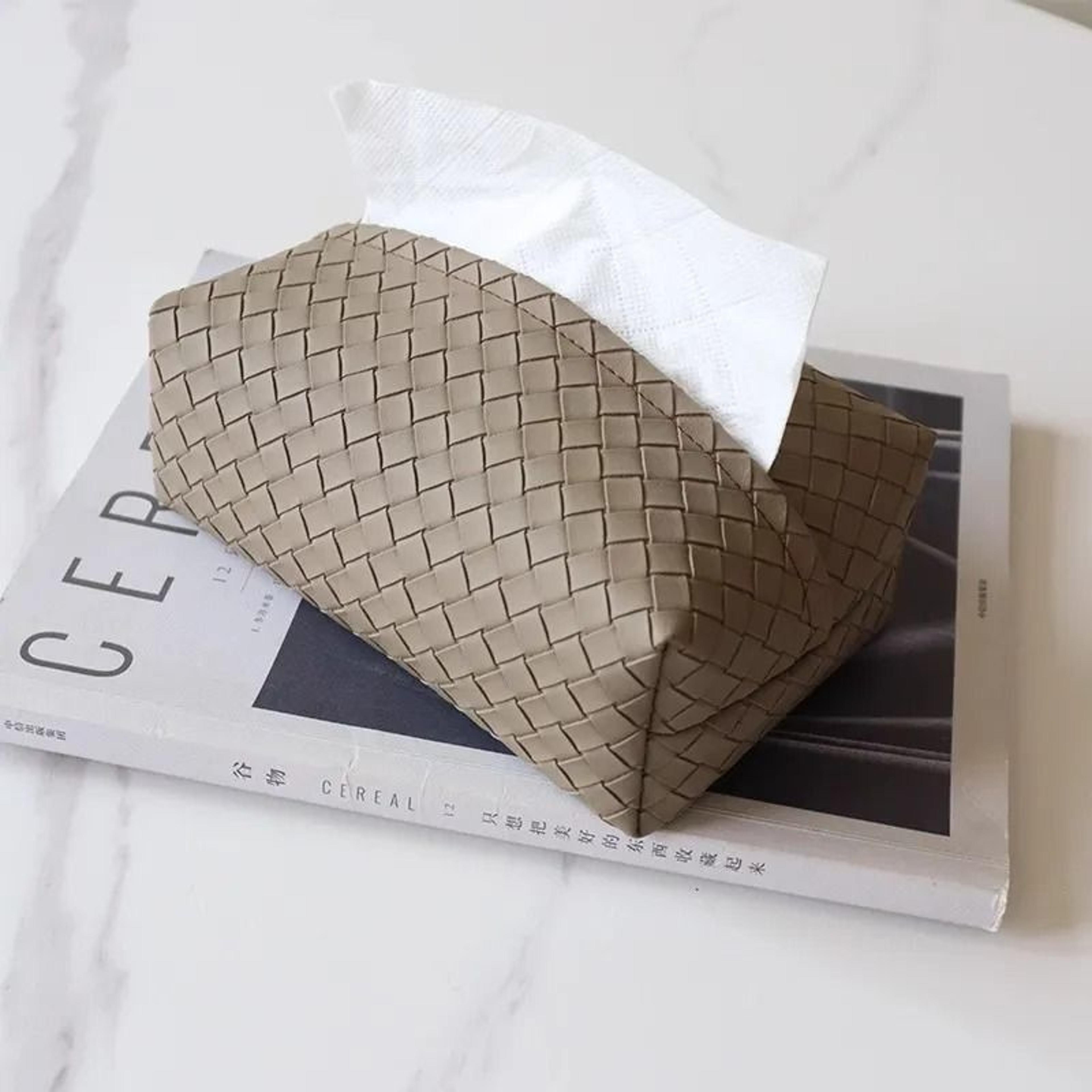 Woven Texture Tissue Box Holder For Home Dining Table And Car Decor 2