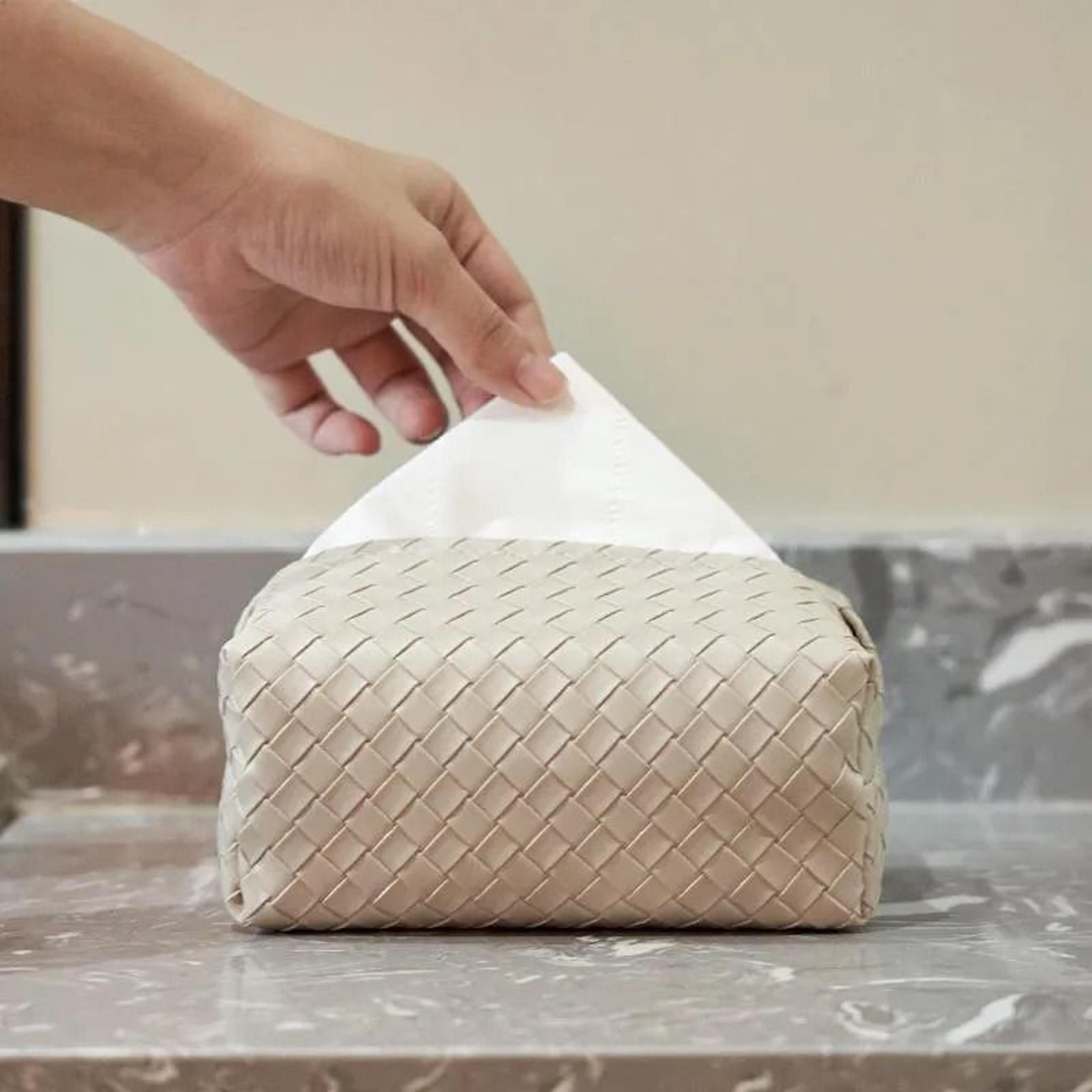 Leather Tissue Box Holder With Storage Drawer For Car And Home 1