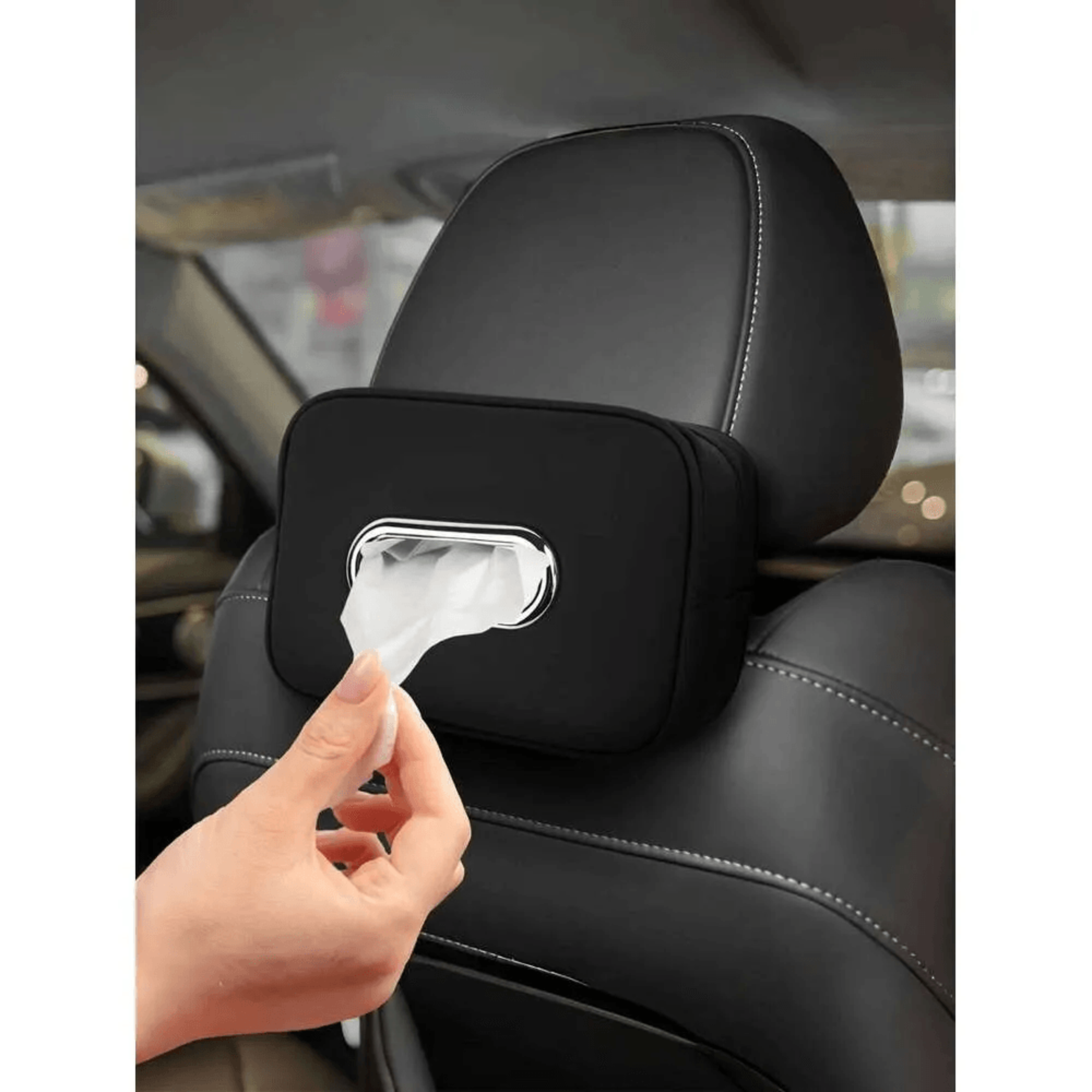 PU Leather Car Tissue Box Holder With Stain Resistant Surface 0