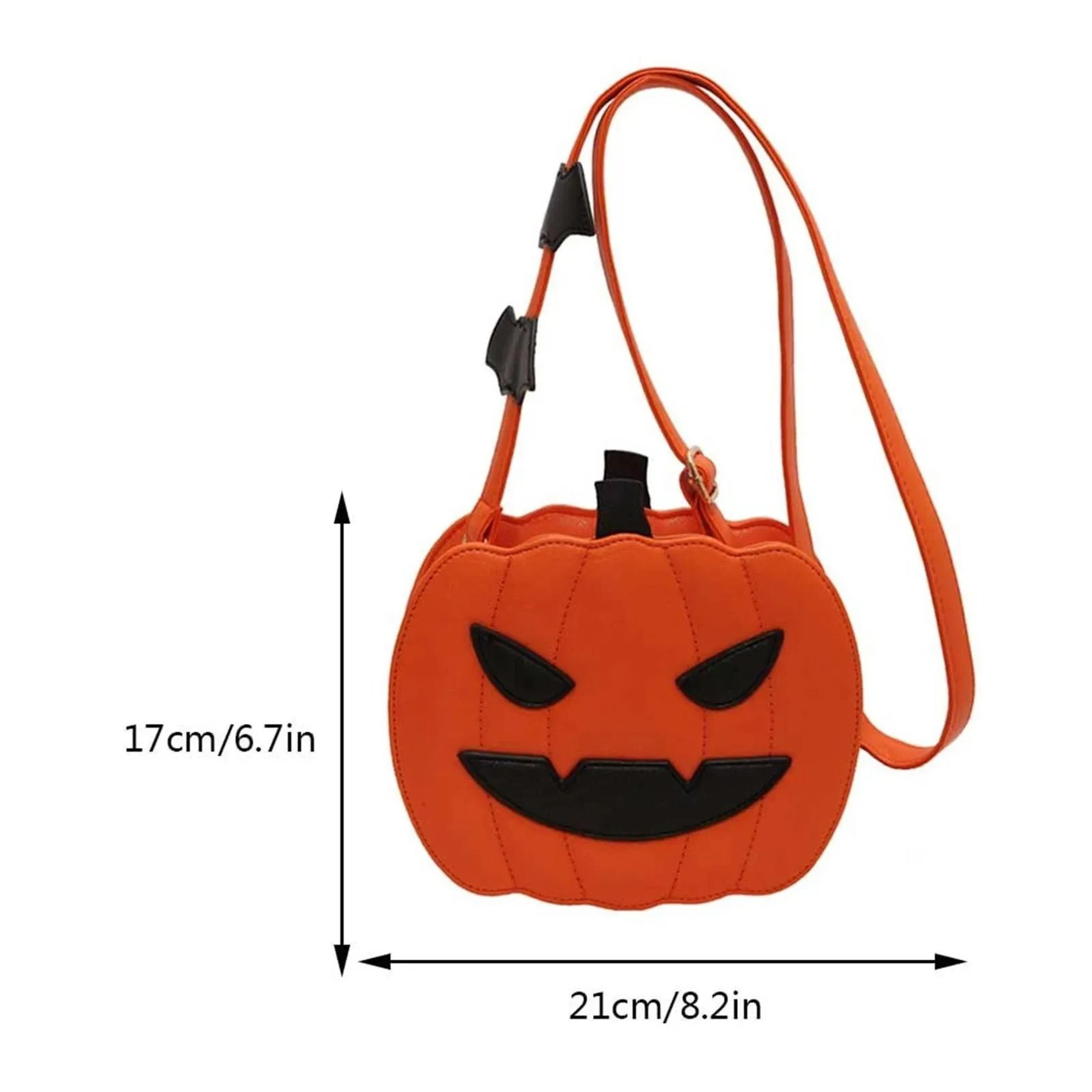 Halloween Pumpkin Bag With Ghost Skull Accent 6