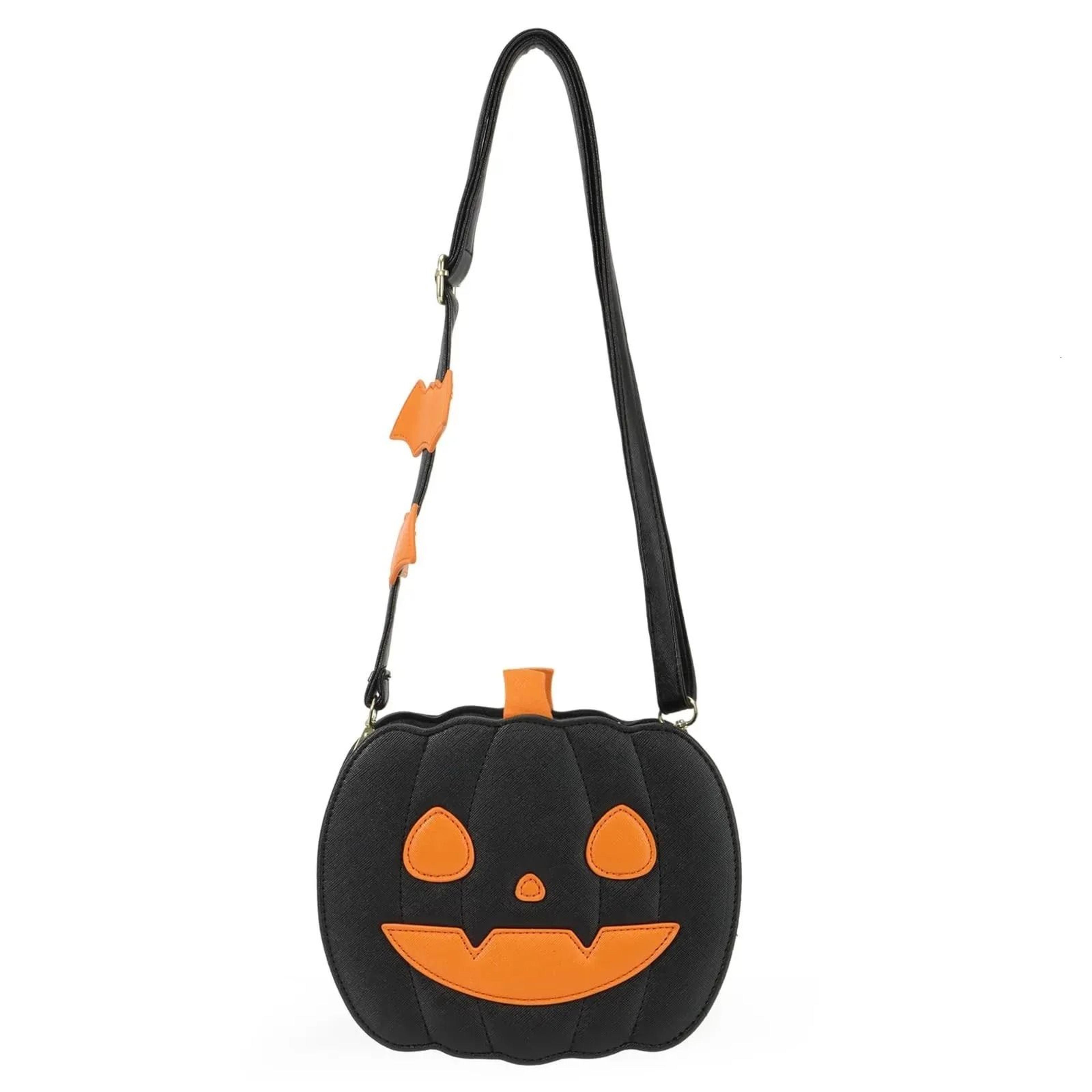Halloween Pumpkin Bag With Ghost Skull Accent 2