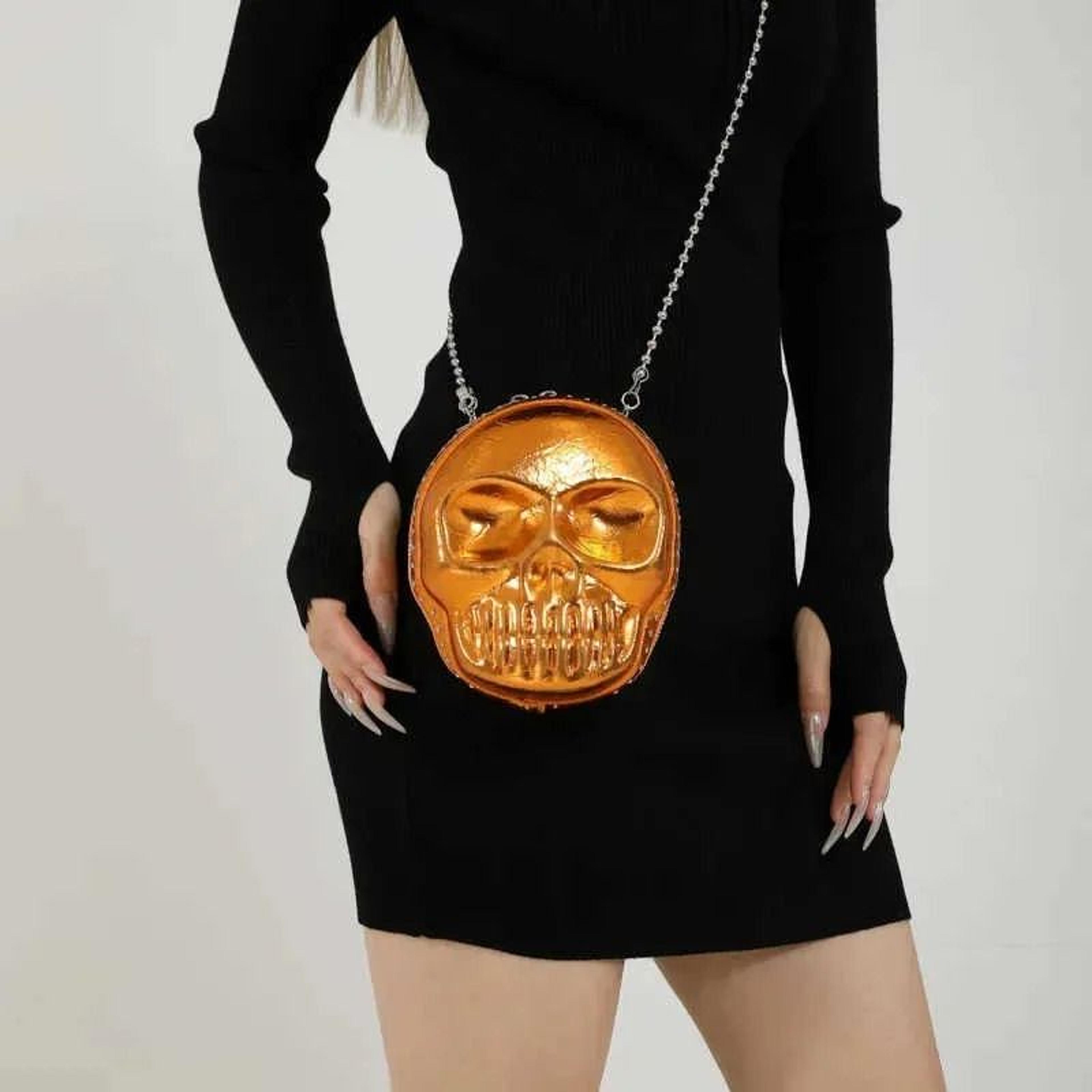 Skeleton Skull PU Crossbody Bag With Chain Strap 5