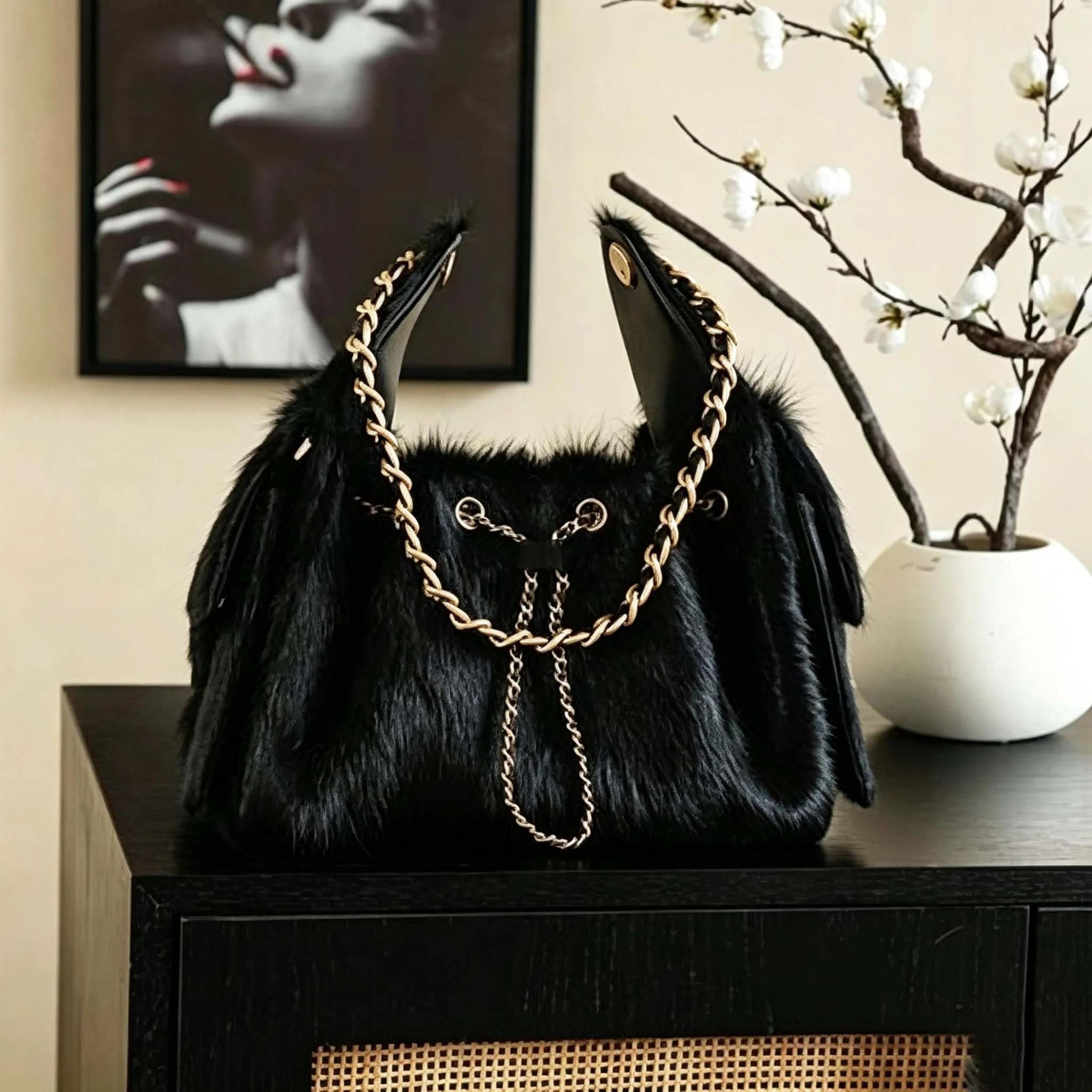 Leopard Print Flap Shoulder Bag With Drawstring Bucket Style 1