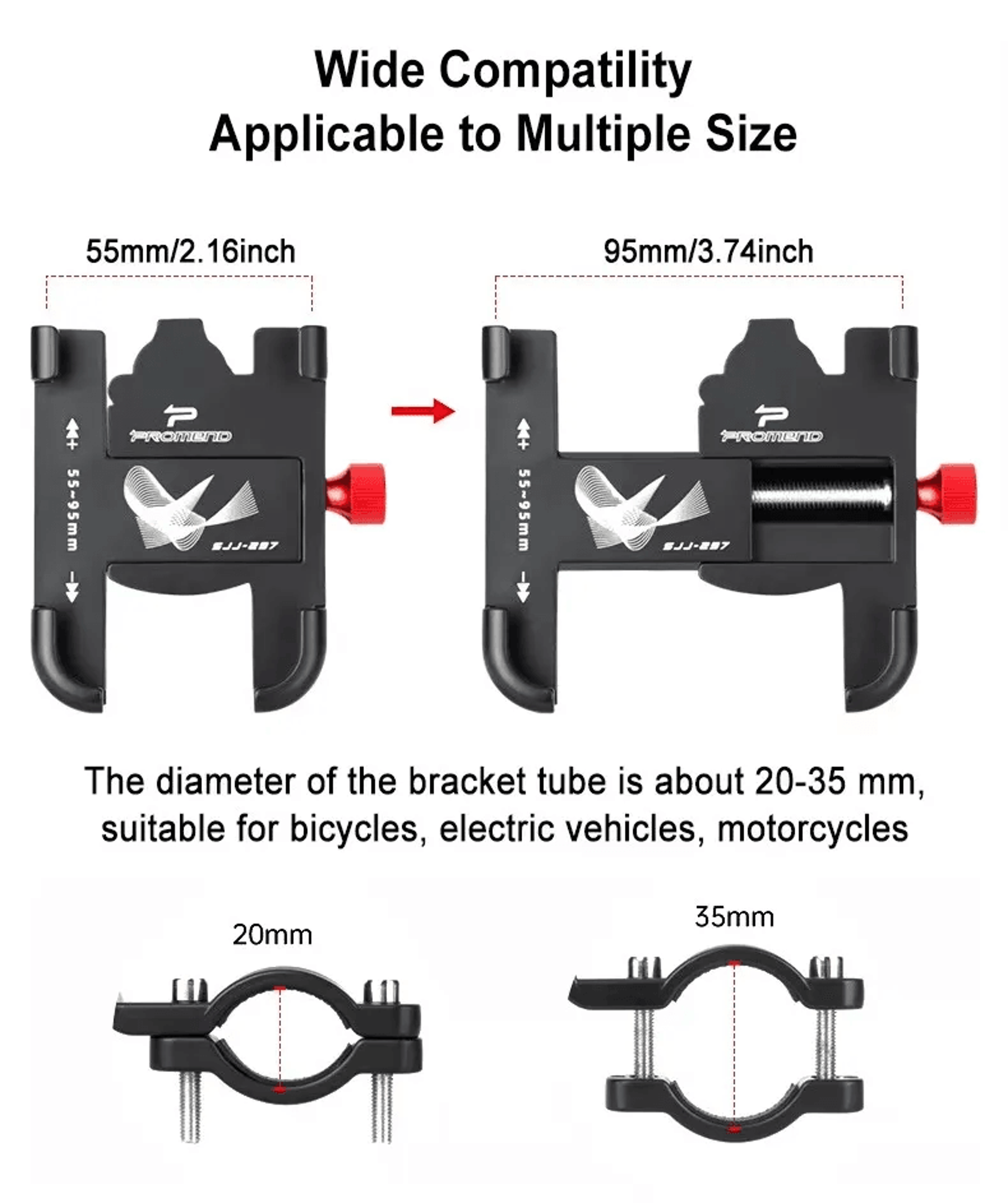 Universal Aluminum Bike And Motorcycle Phone Holder With Adjustable NonSlip Mount 4