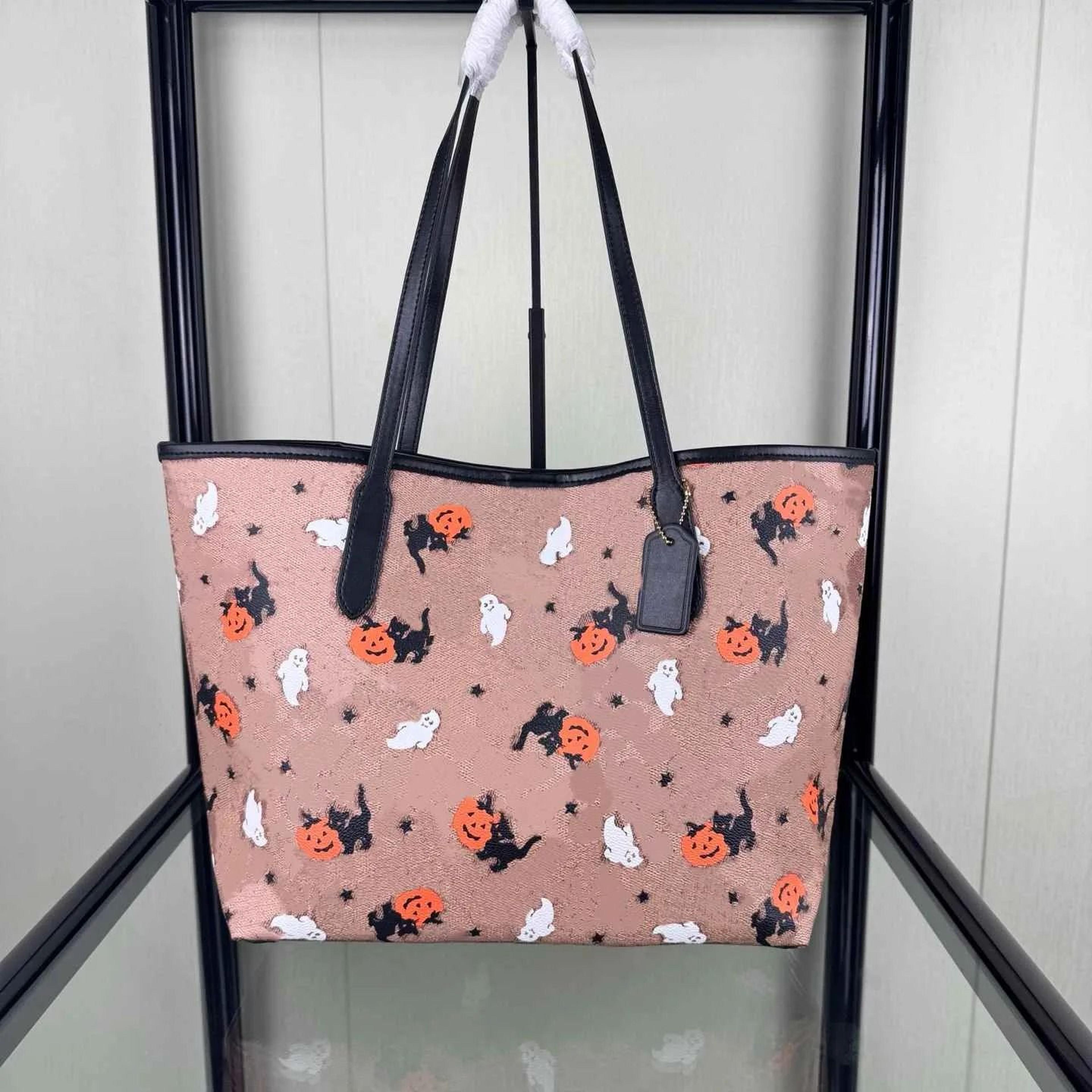 halloween black cat moon star tote bag for women