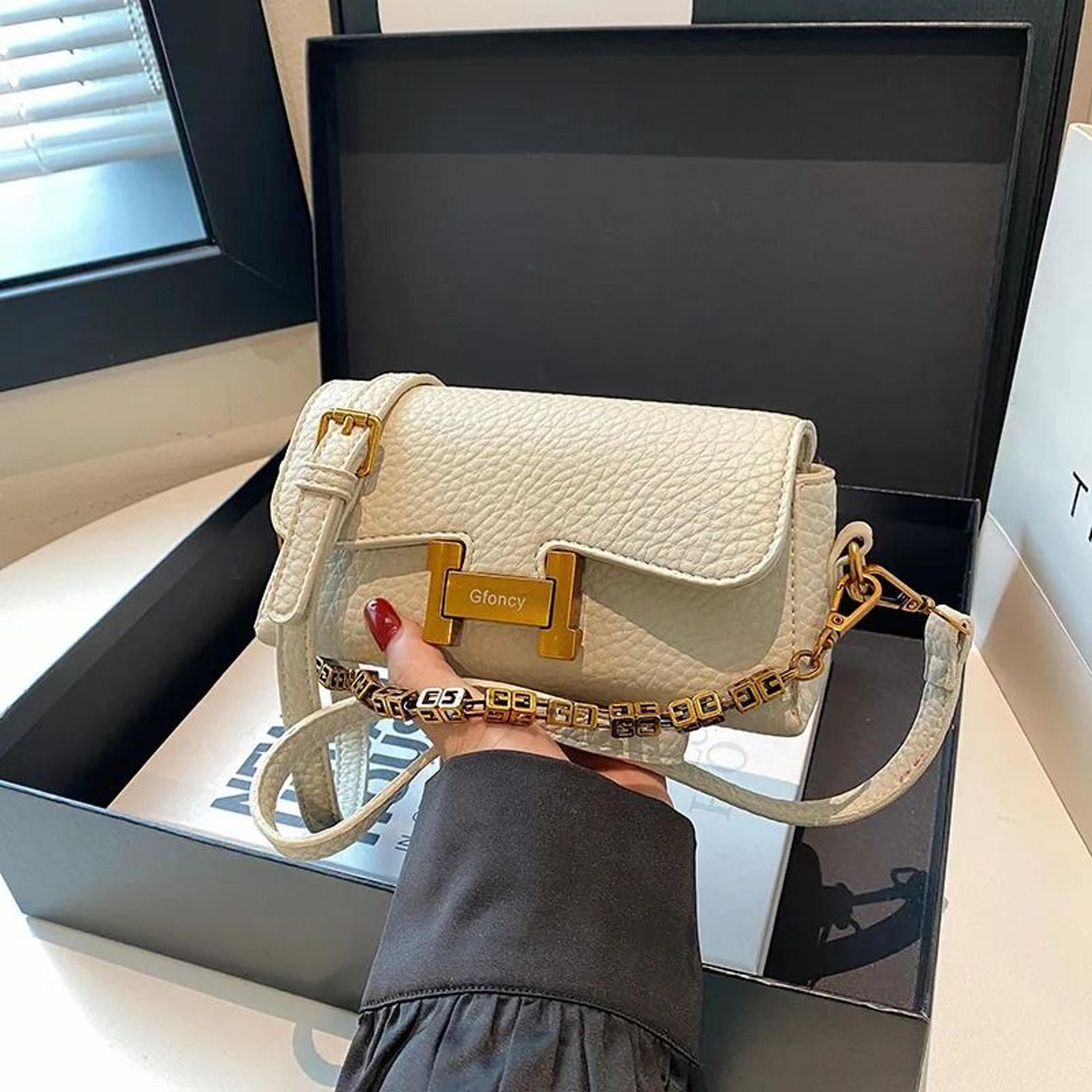Small Square Crossbody Shoulder Bag With Adjustable Chain Strap 4